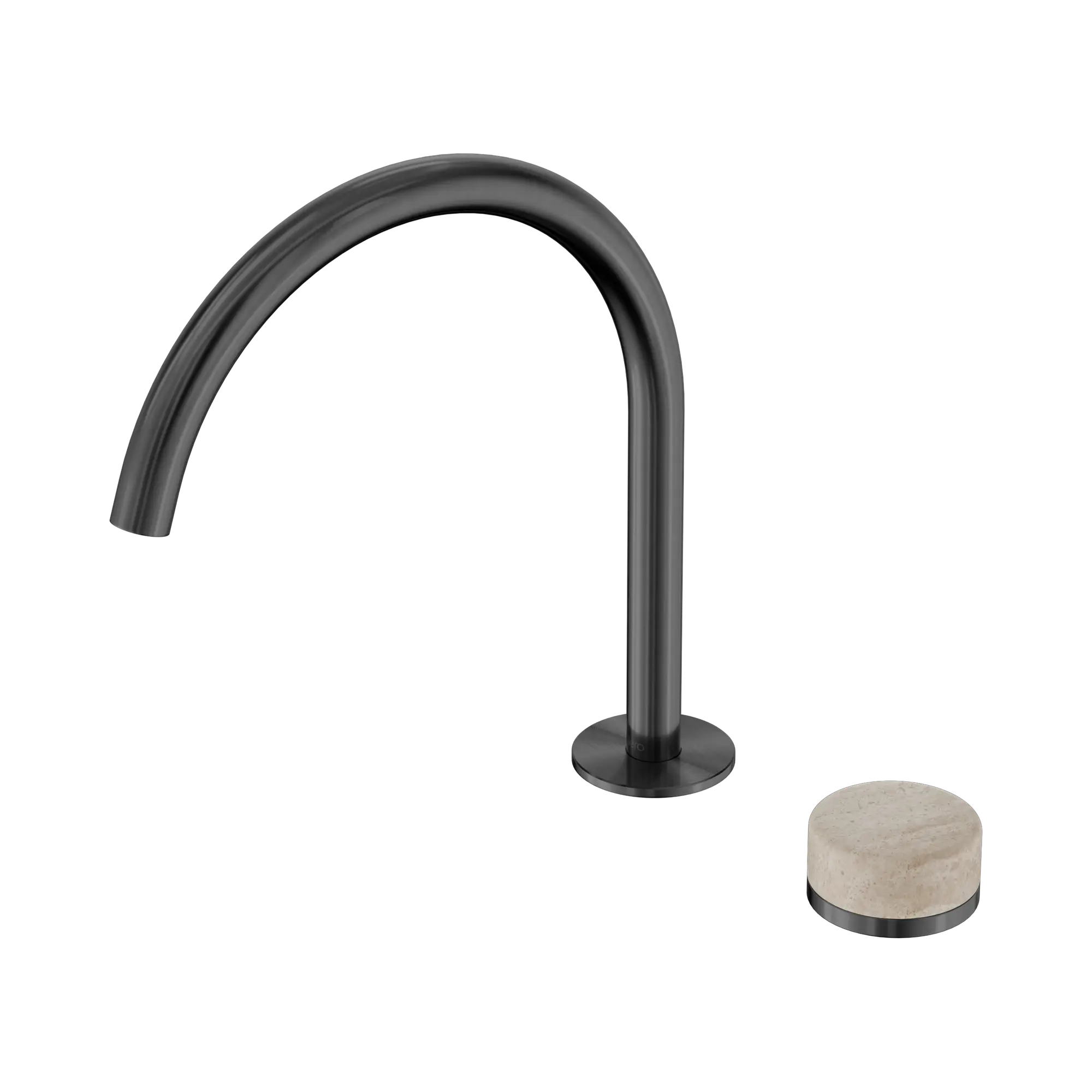 24 E039 GM Serenity Progressive Bath Kitchen Mixer Arc Spout With Rome Travertine Handle Gun Metal image 1