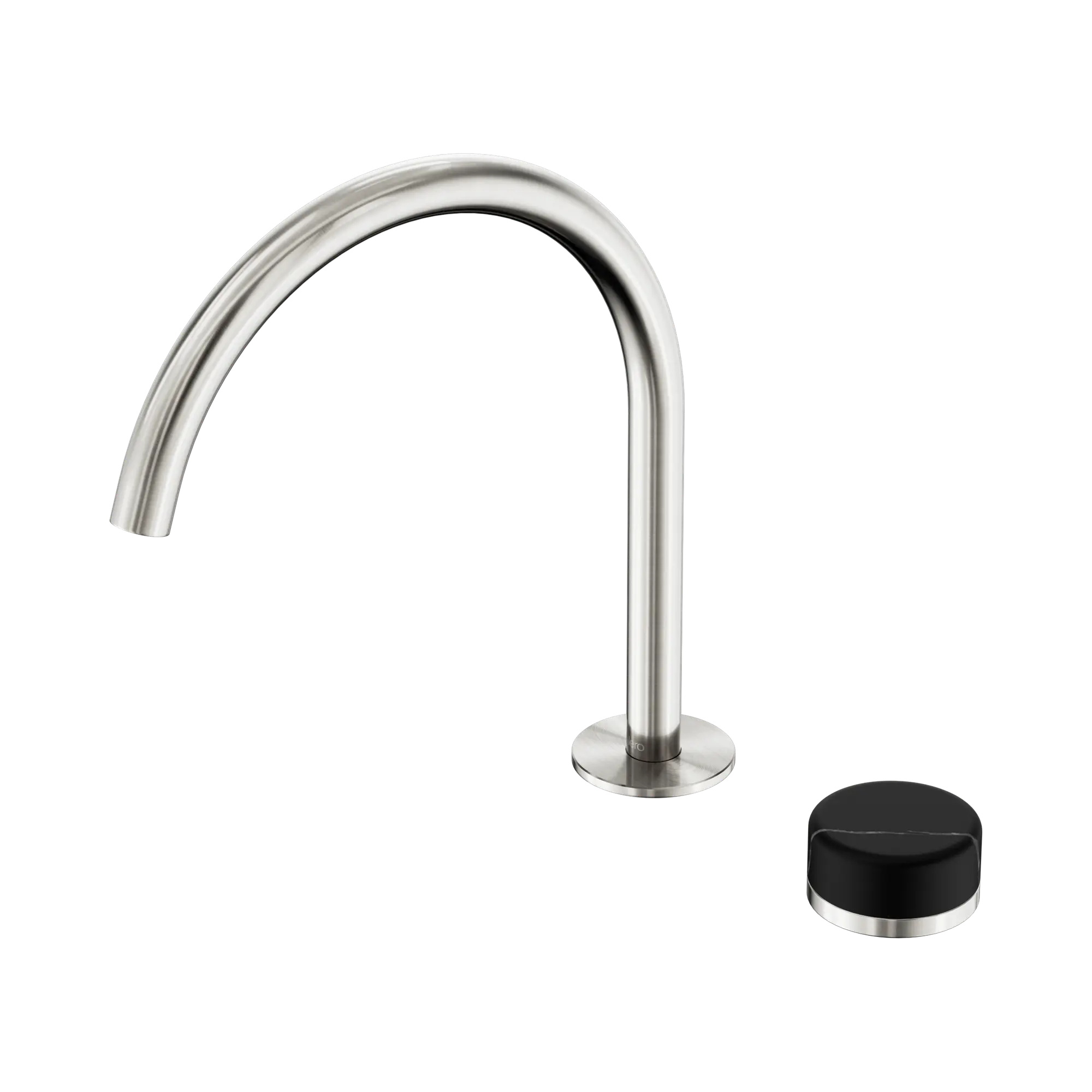 24 E134 BN Serenity Progressive Bath Kitchen Mixer Arc Spout With Marquina Black Handle Brushed Nickel image 1