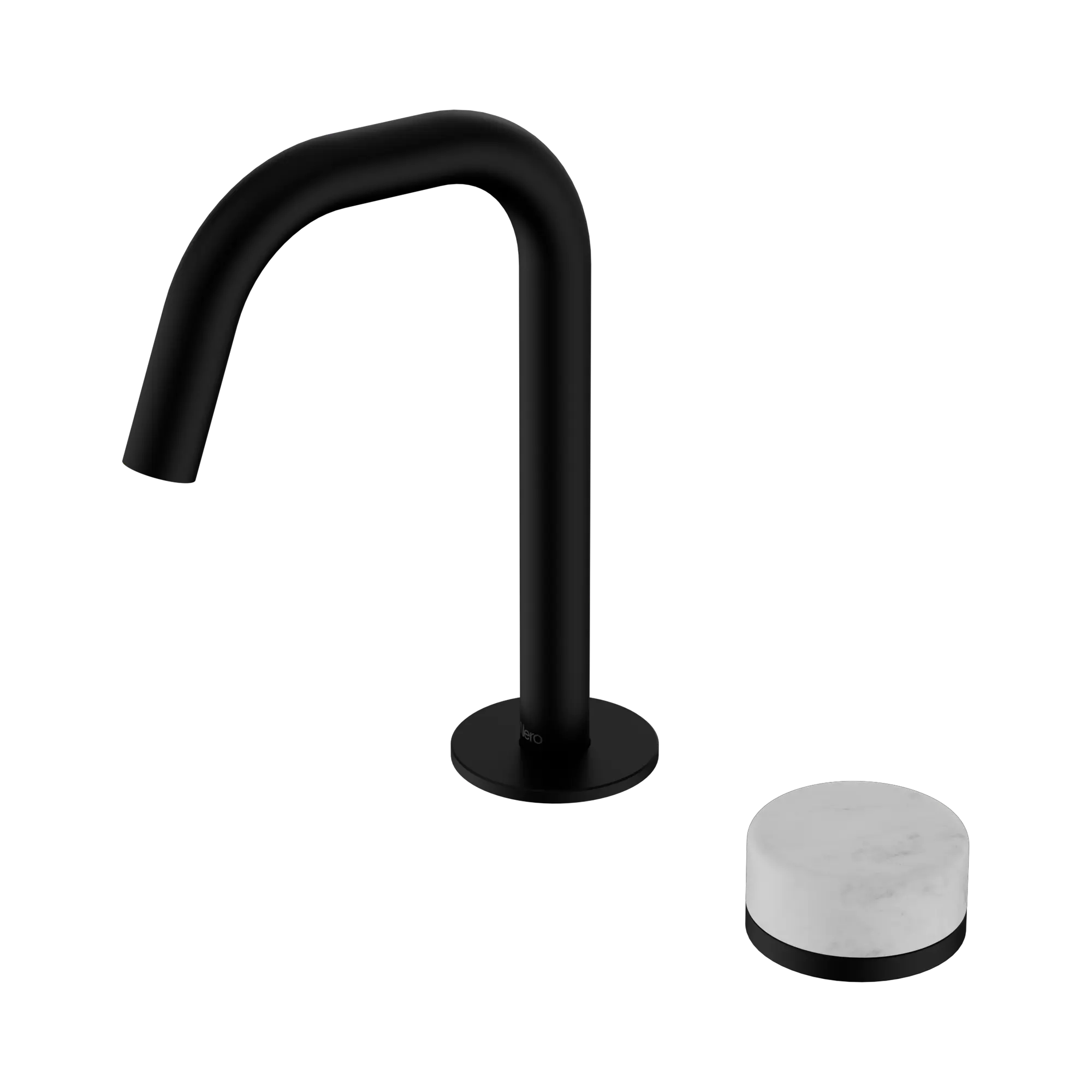 24 E043 MB Serenity Progressive Basin Mixer Edge Spout With Carrara Handle Matte Black image 1