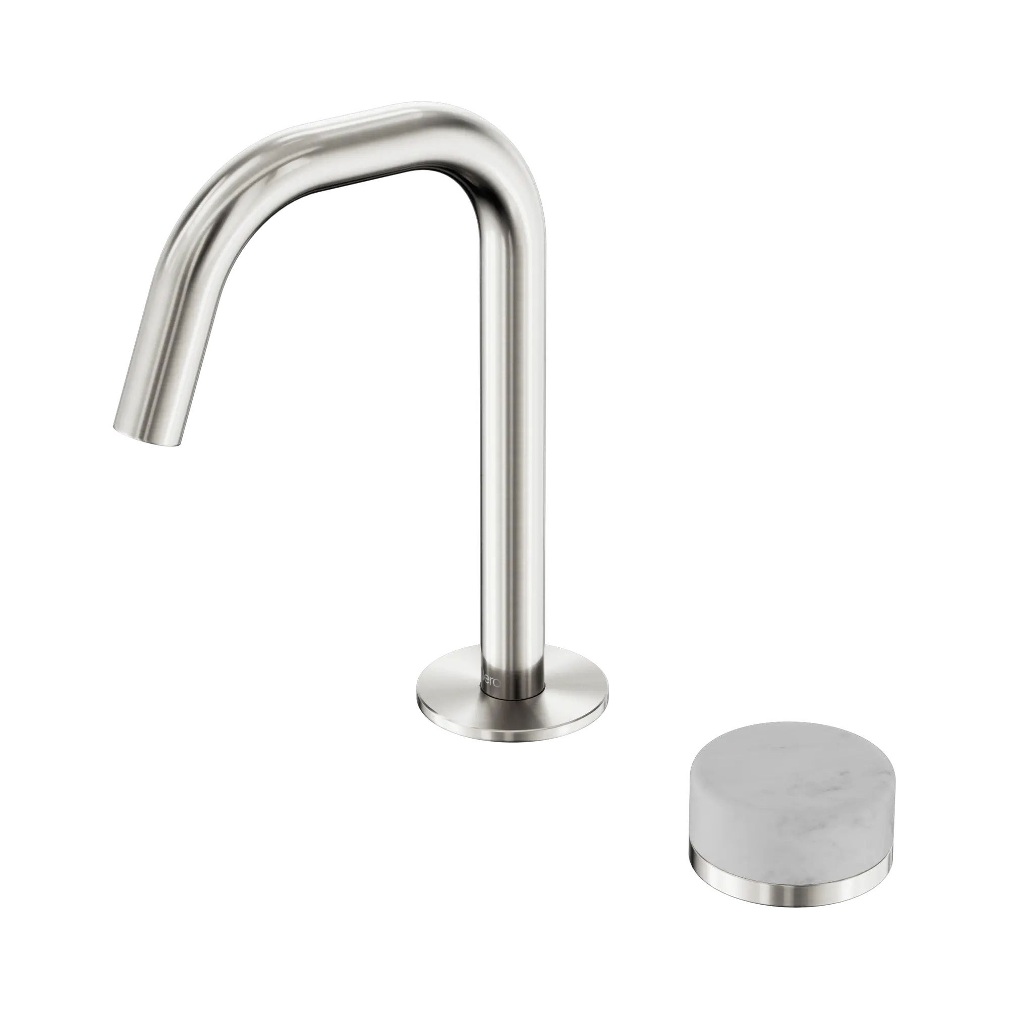 24 E043 BN Serenity Progressive Basin Mixer Edge Spout With Carrara Handle Brushed Nickel image 1