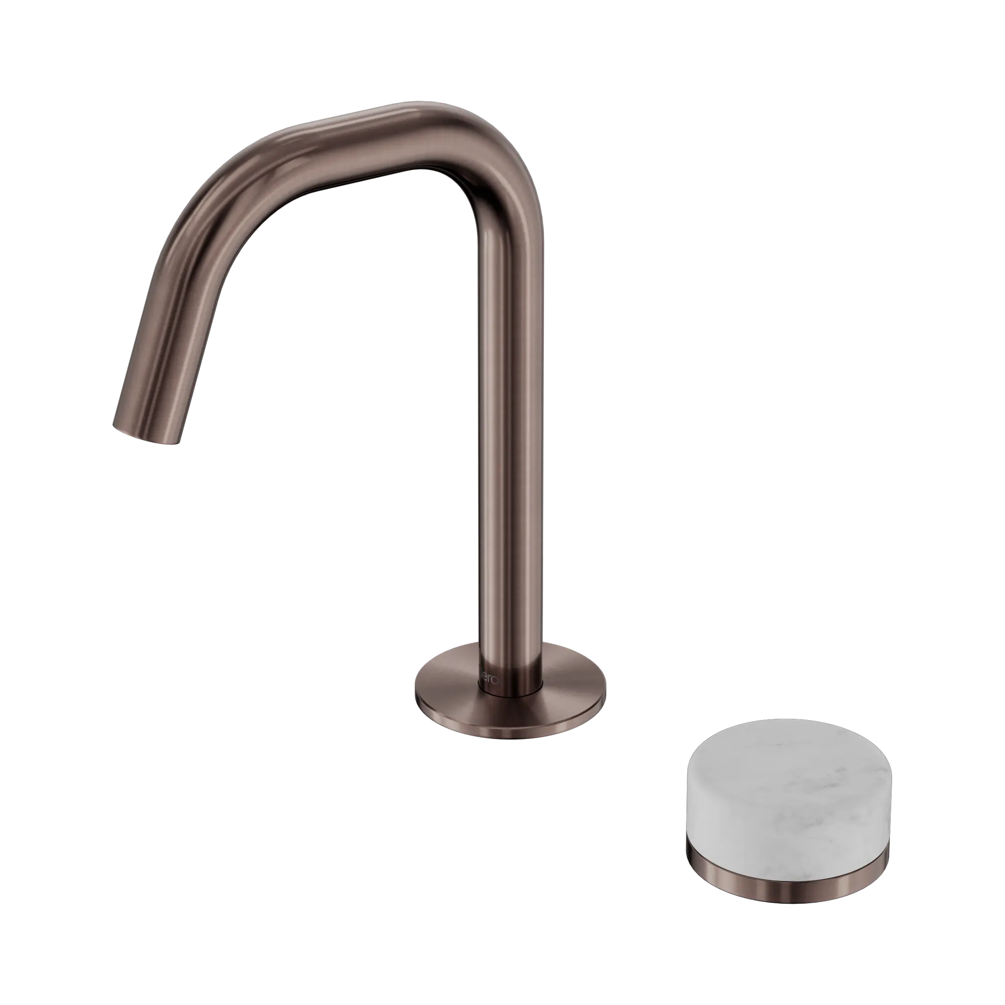 24 E043 BZ Serenity Progressive Basin Mixer Edge Spout With Carrara Handle Brushed Bronze image 1