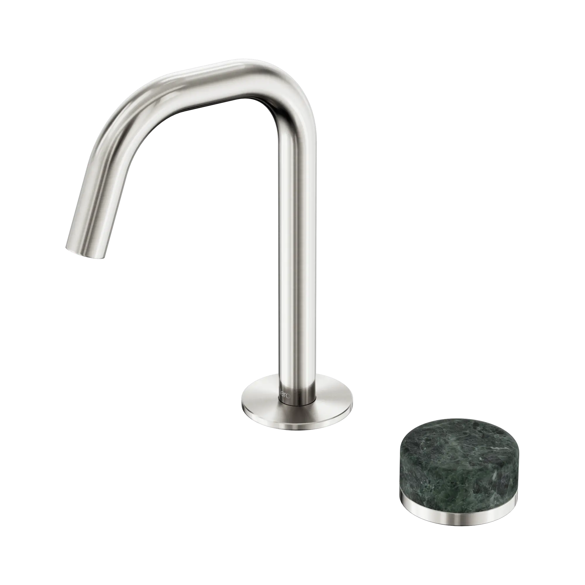24 E044 BN Serenity Progressive Basin Mixer Edge Spout With Verde Alpi Handle Brushed Nickel image 1