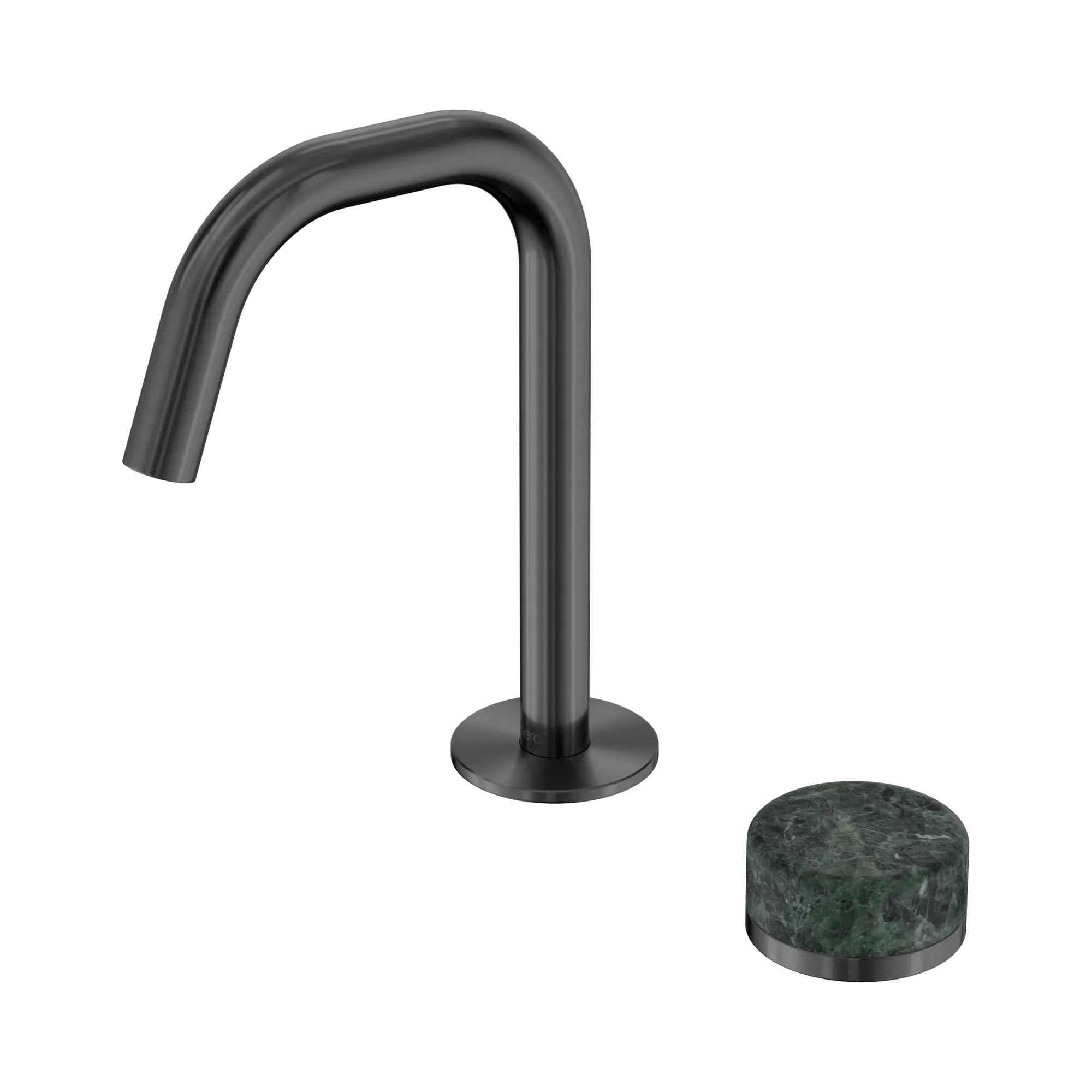 24 E044 GM Serenity Progressive Basin Mixer Edge Spout With Verde Alpi Handle Gun Metal image 1