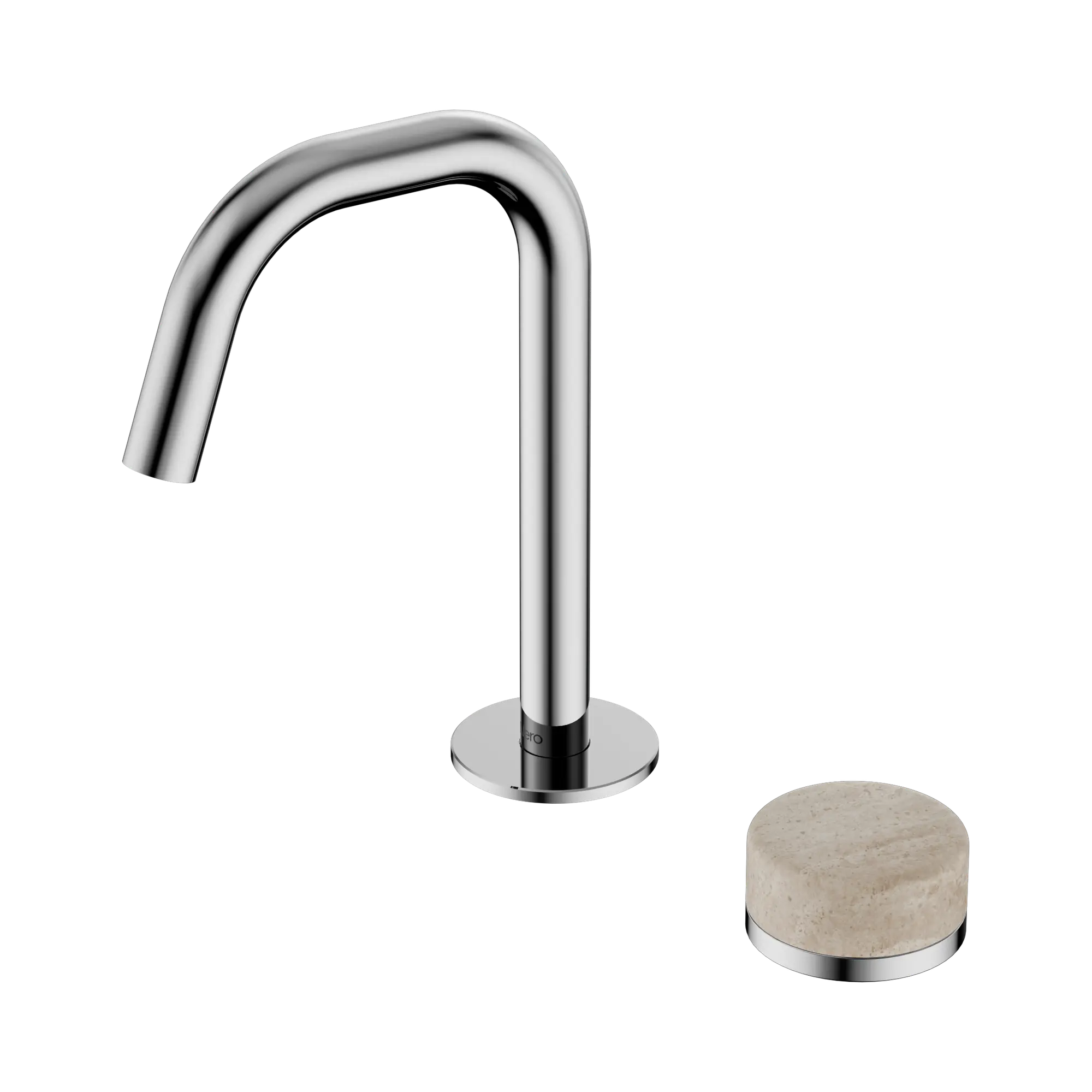 24 E045 CH Serenity Progressive Basin Mixer Edge Spout With Rome Travertine Handle Chrome image 1