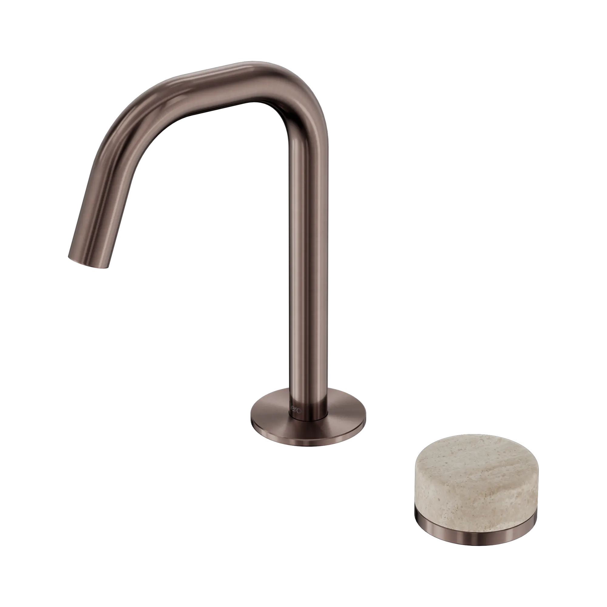24 E045 BZ Serenity Progressive Basin Mixer Edge Spout With Rome Travertine Handle Brushed Bronze image 1