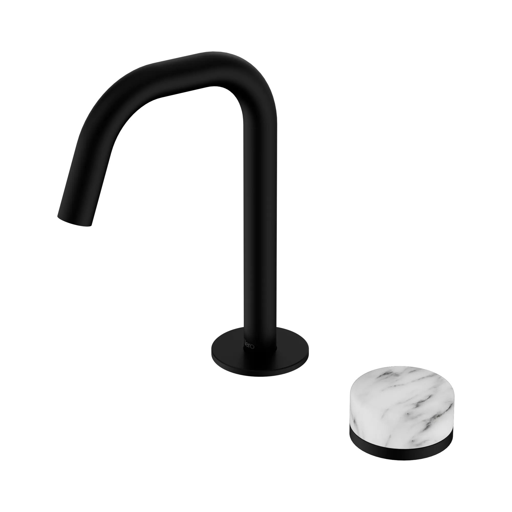 24 E046 MB Serenity Progressive Basin Mixer Edge Spout With Arabescato Corchia Handle Matte Black image 1