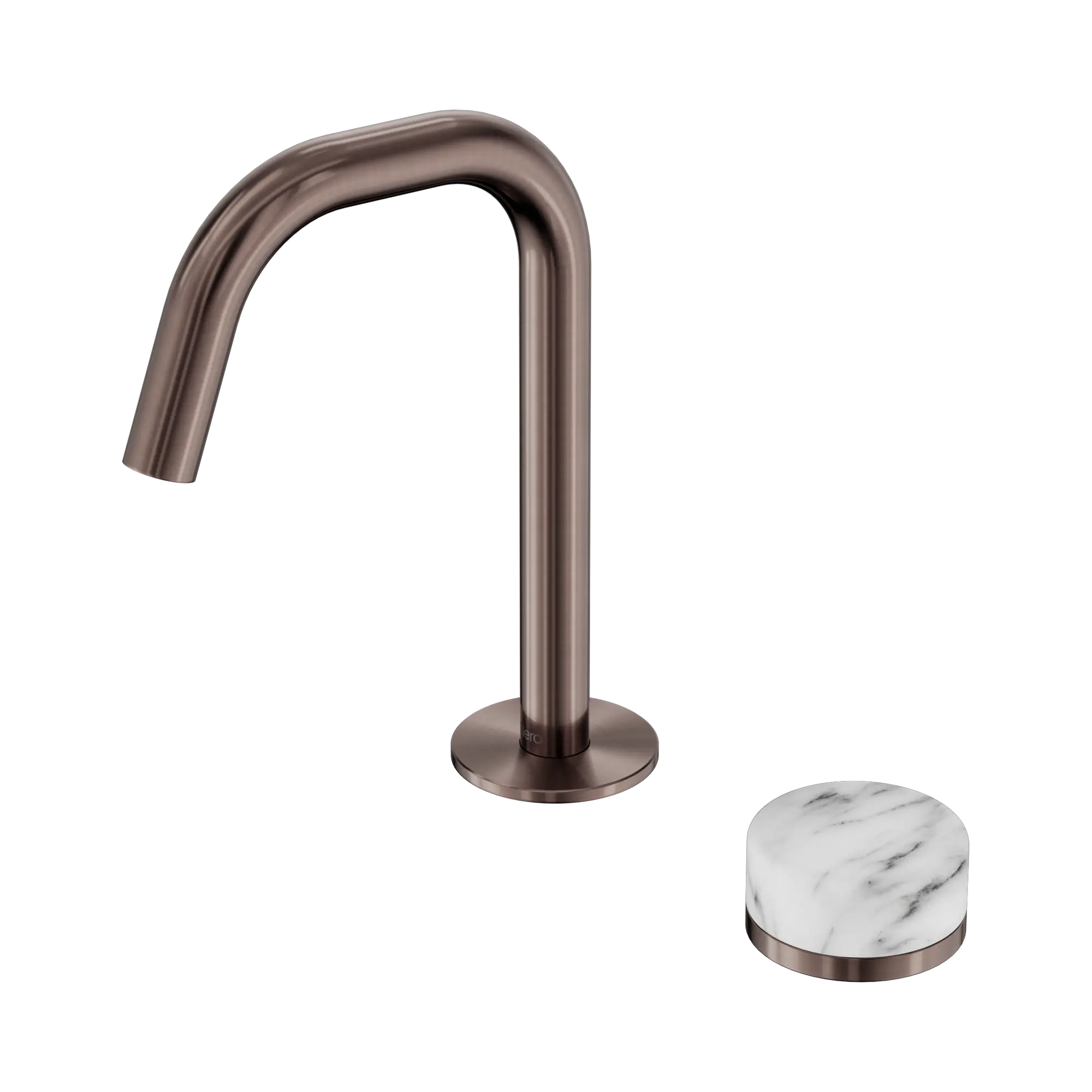 24 E046 BZ Serenity Progressive Basin Mixer Edge Spout With Arabescato Corchia Handle Brushed Bronze image 1