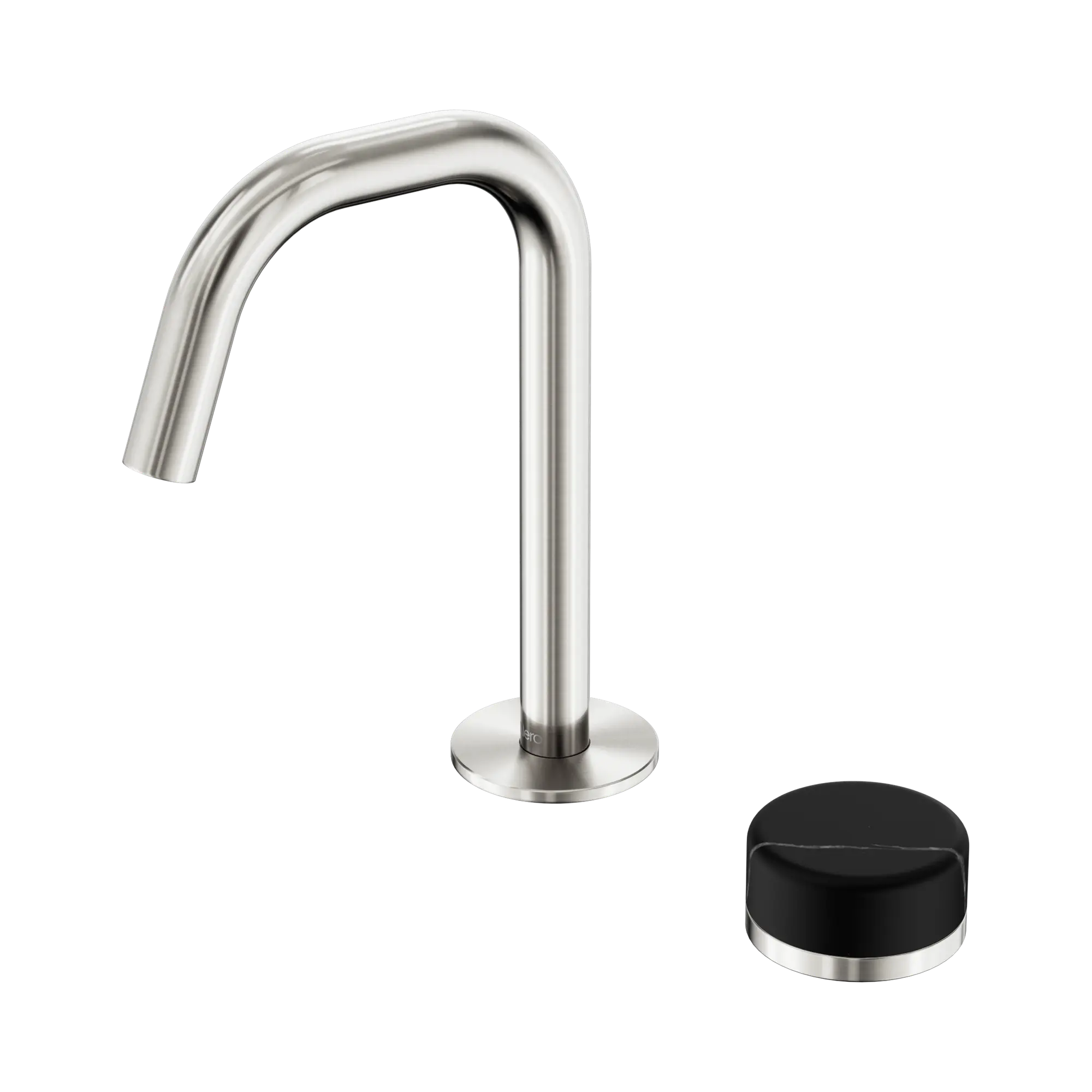 24 E135 BN Serenity Progressive Basin Mixer Edge Spout With Marquina Black Handle Brushed Nickel image 1