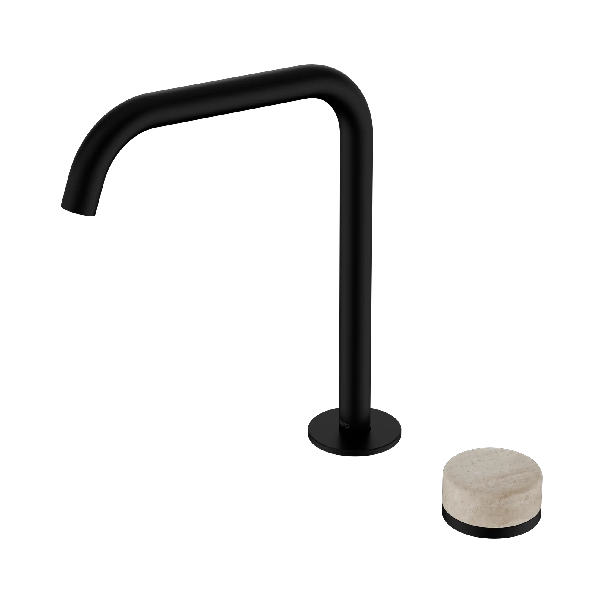 24 E051 MB Serenity Progressive Bath Kitchen Mixer Edge Spout With Rome Travertine Handle Matte Black image 1