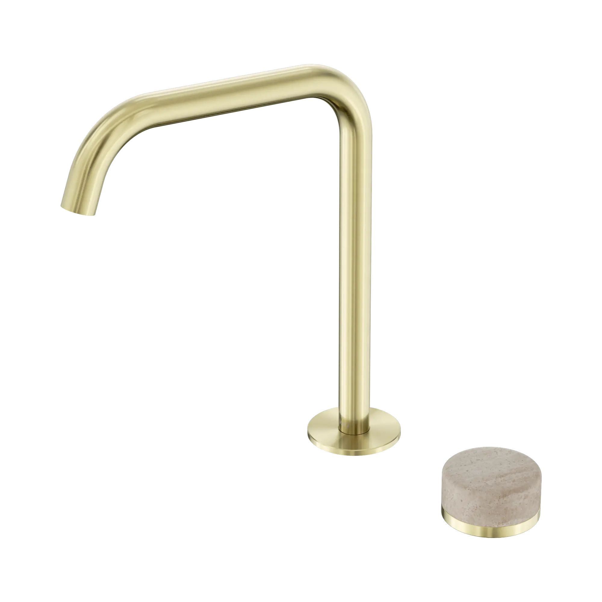 24 E051 BG Serenity Progressive Bath Kitchen Mixer Edge Spout With Rome Travertine Handle Brushed Gold image 1