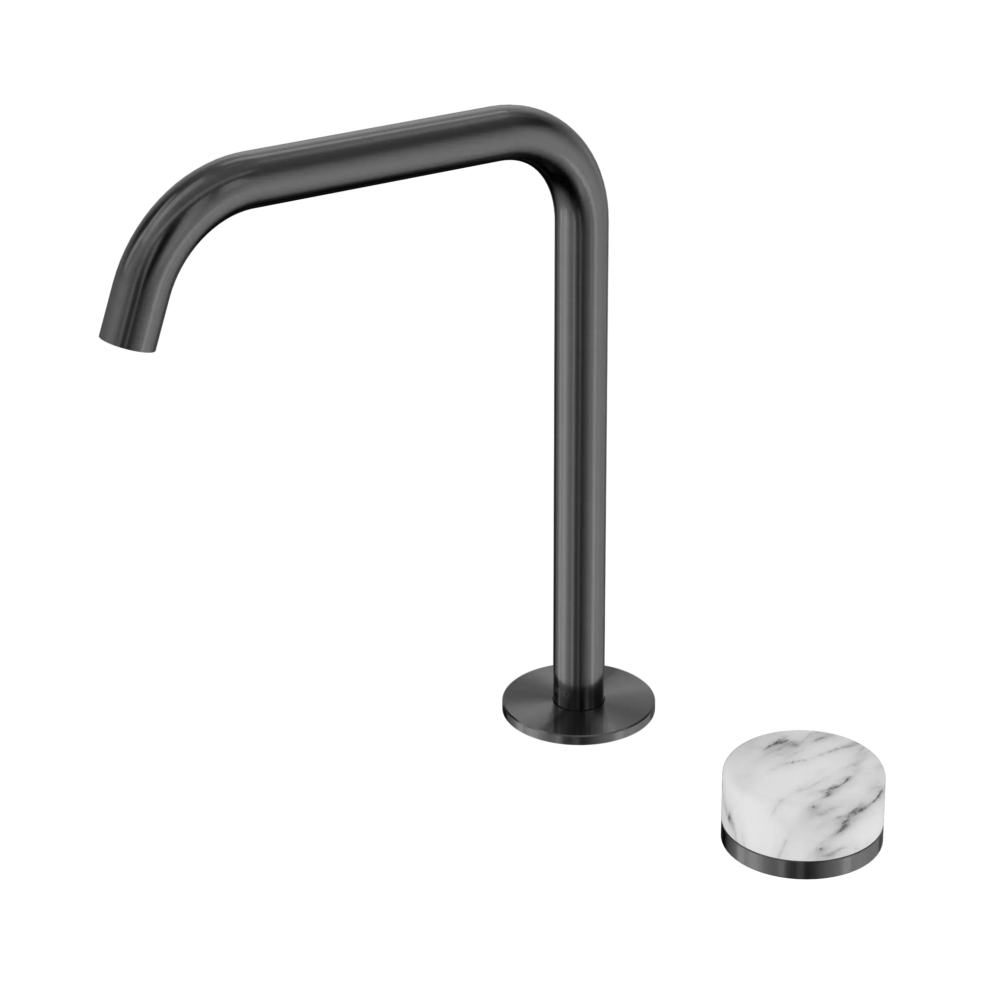 24 E052 GM Serenity Progressive Bath Kitchen Mixer Edge Spout With Arabescato Corchia Handle Gun Metal image 1