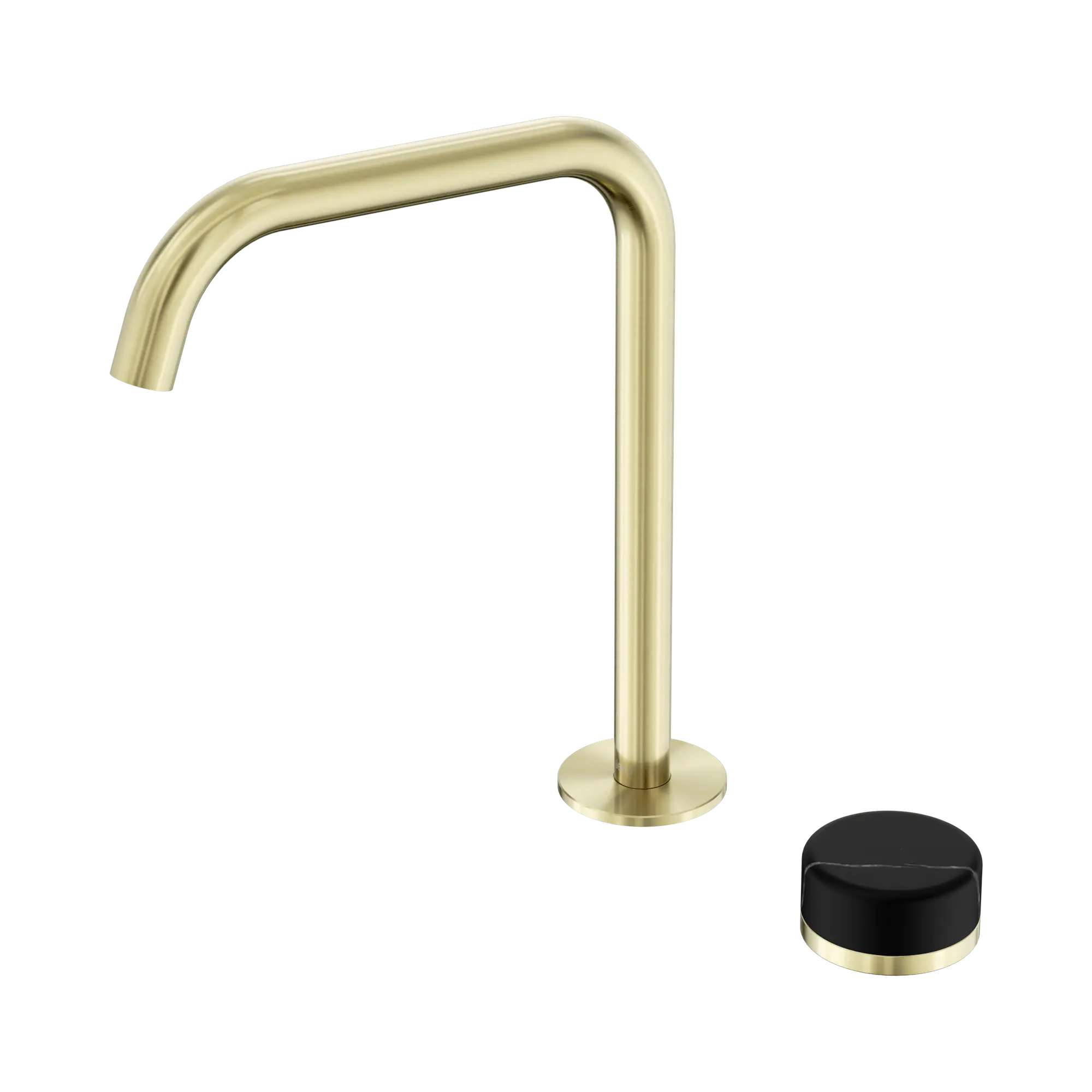 24 E136 BG Serenity Progressive Bath Kitchen Mixer Edge Spout With Marquina Black Handle Brushed Gold image 1