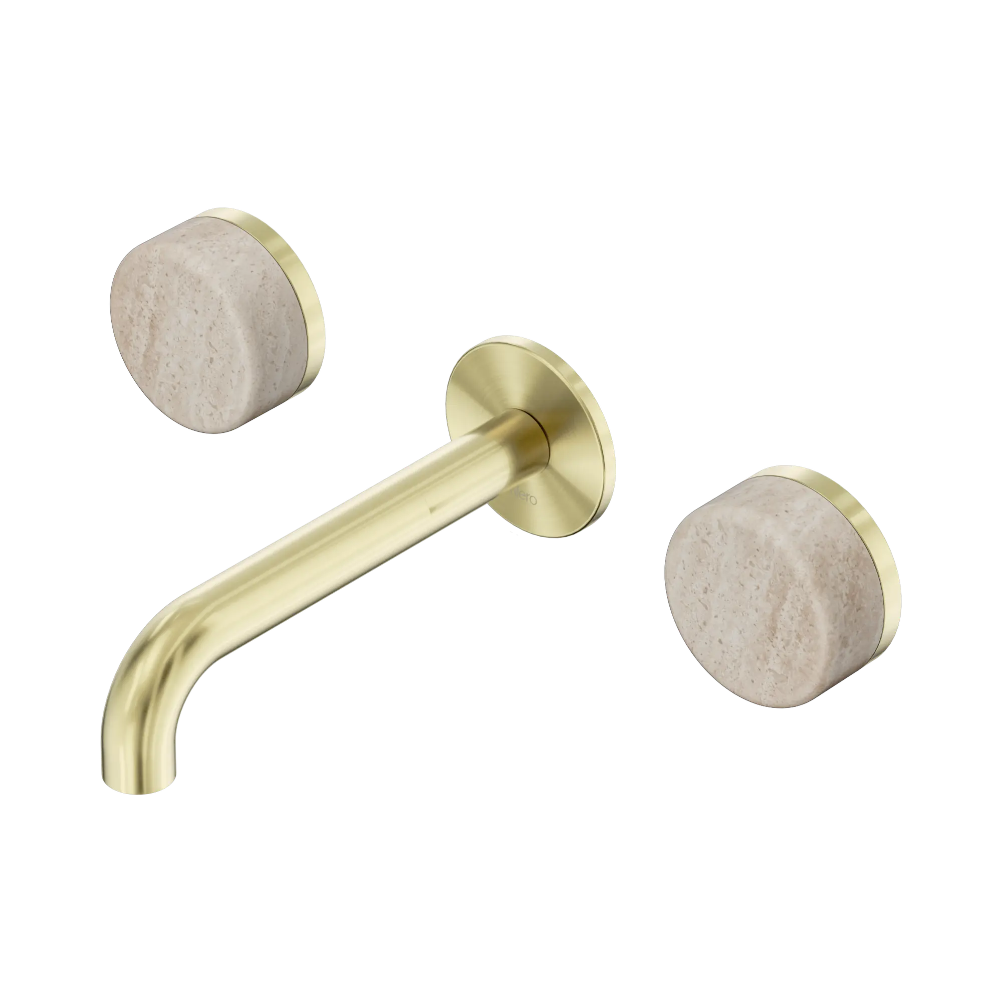 24 D037 BG Serenity Wall Basin Set 160mm Spout With Rome Travertine Handle Brushed Gold image 1