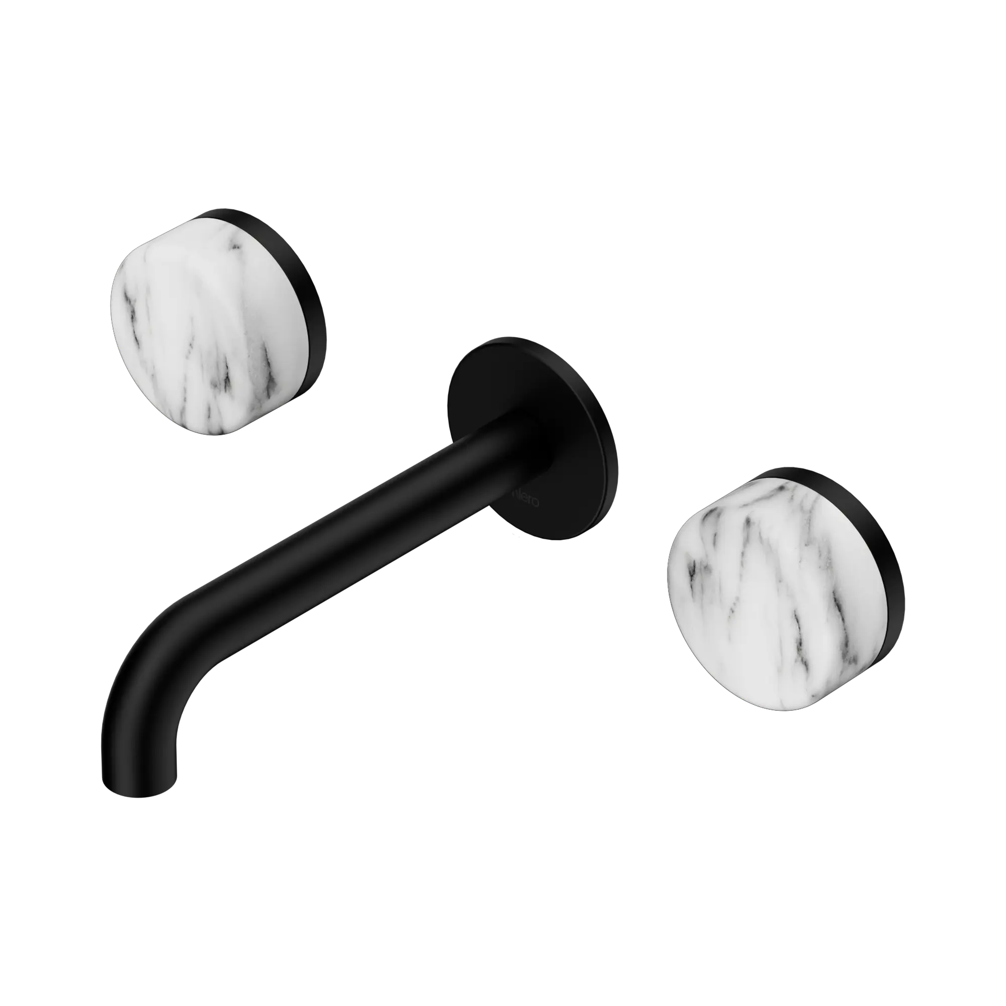 24 D038 MB Serenity Wall Basin Set 160mm Spout With Arabescato Corchia Handle Matte Black image 1