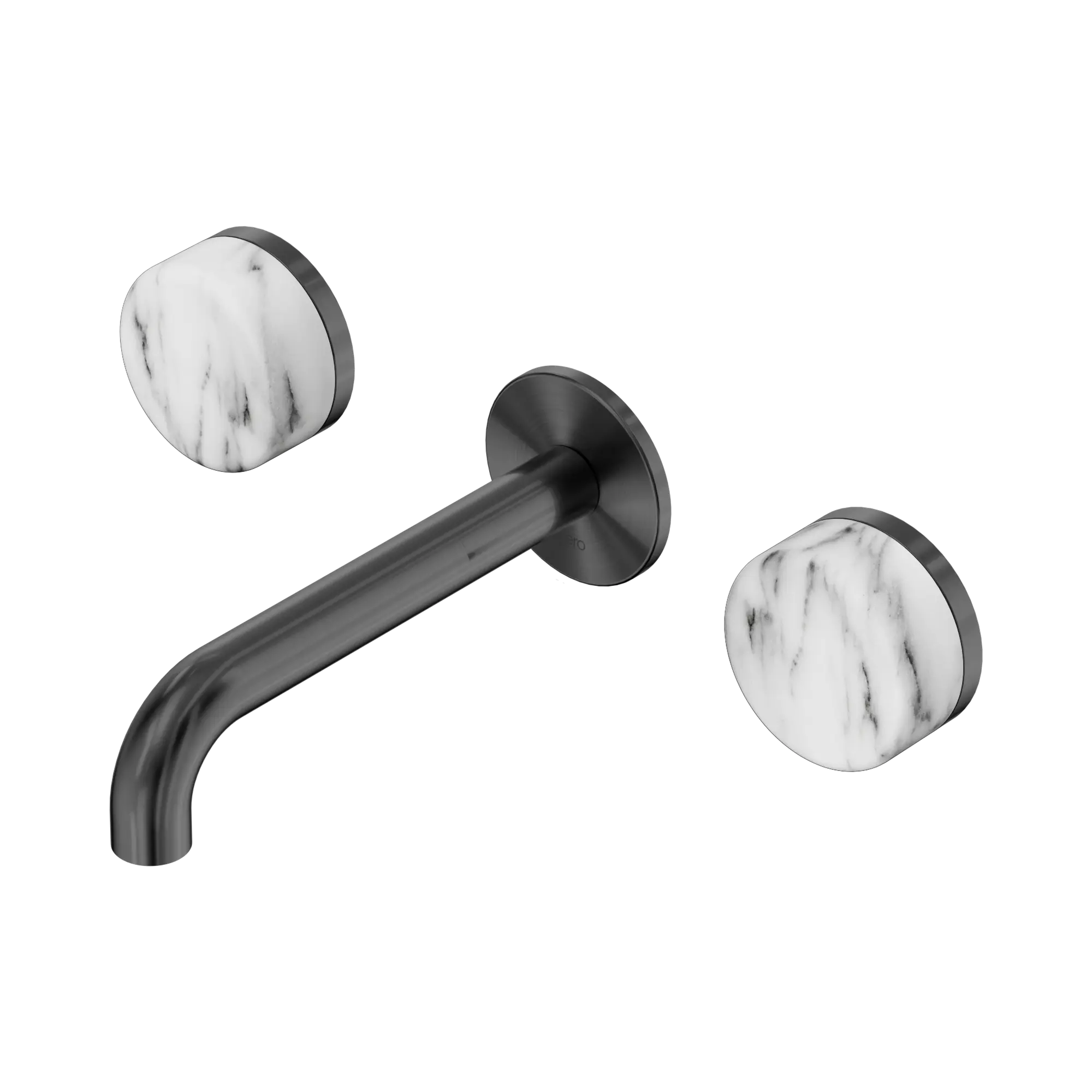 24 D038 GM Serenity Wall Basin Set 160mm Spout With Arabescato Corchia Handle Gun Metal image 1