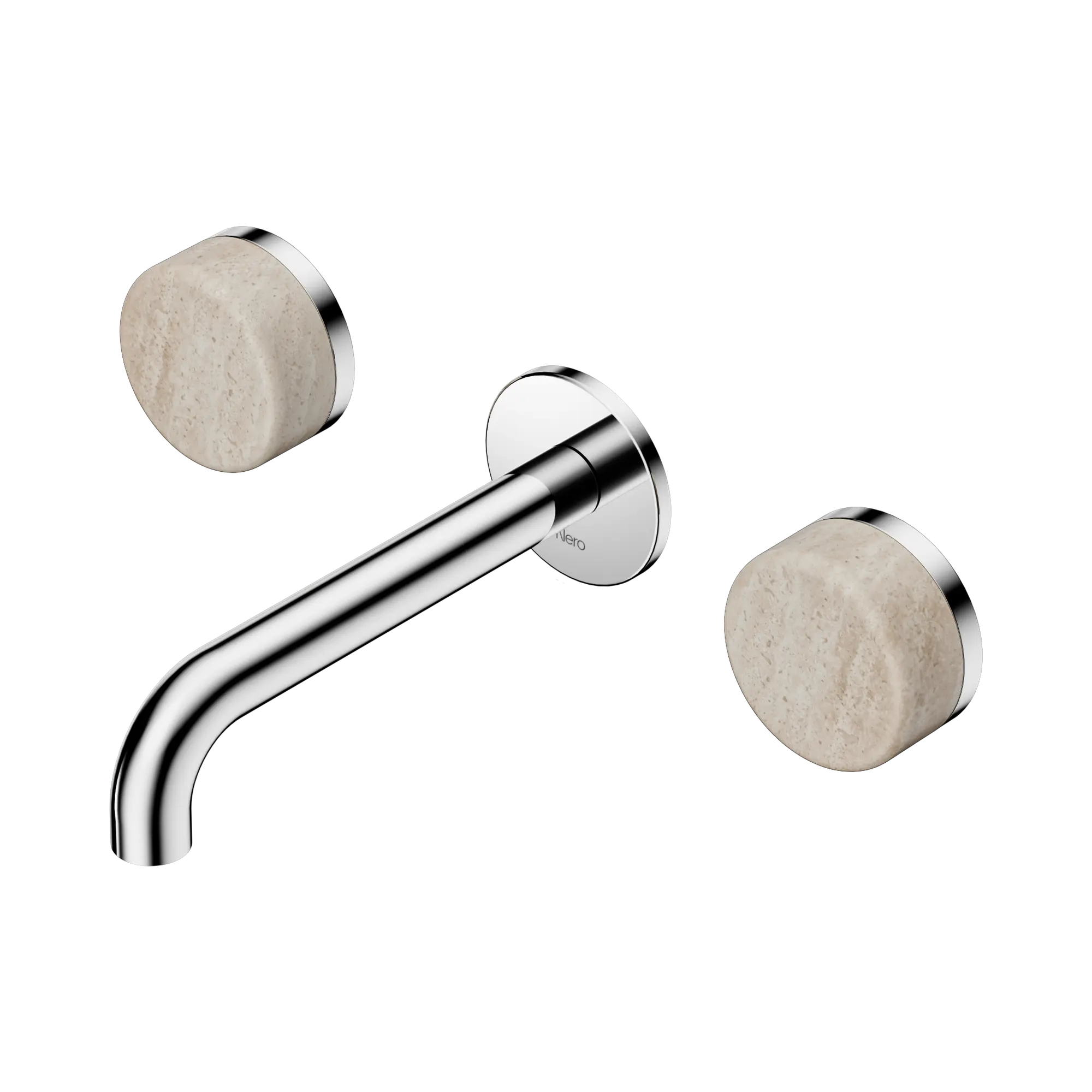 24 D037 CH Serenity Wall Basin Set 160mm Spout With Rome Travertine Handle Chrome image 1