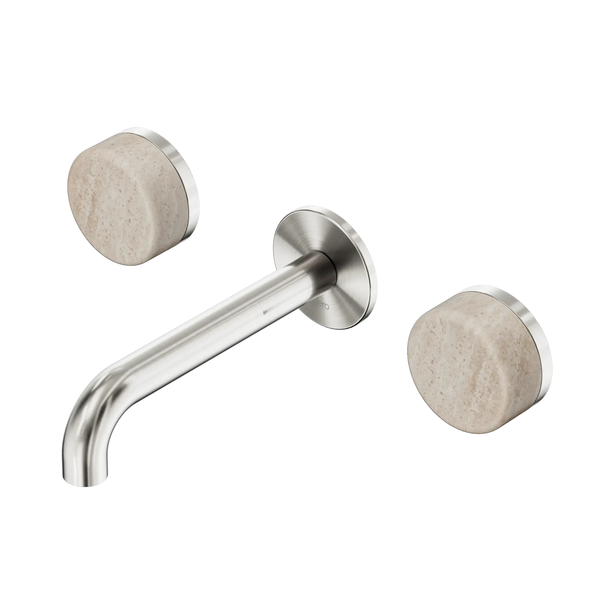 24 D037 BN Serenity Wall Basin Set 160mm Spout With Rome Travertine Handle Brushed Nickel image 1