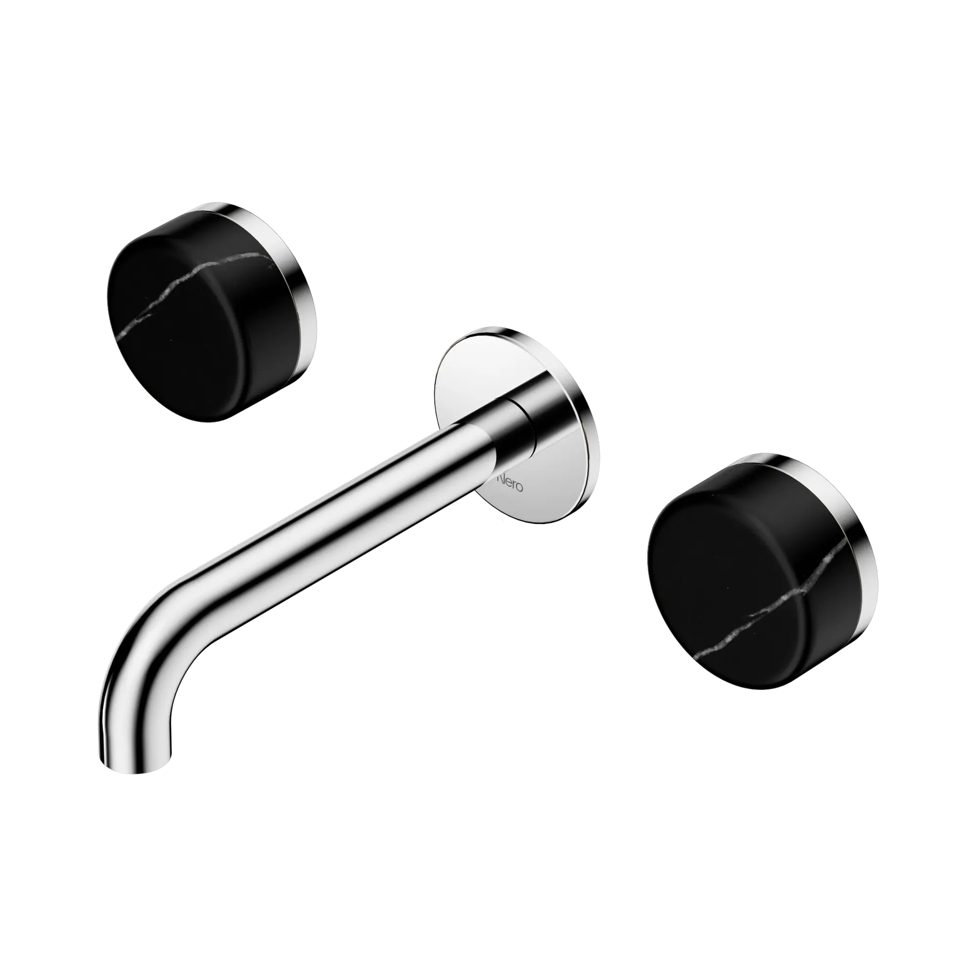 24 D121 CH Serenity Wall Basin Set 160mm Spout With Marquina Black Handle Chrome image 1