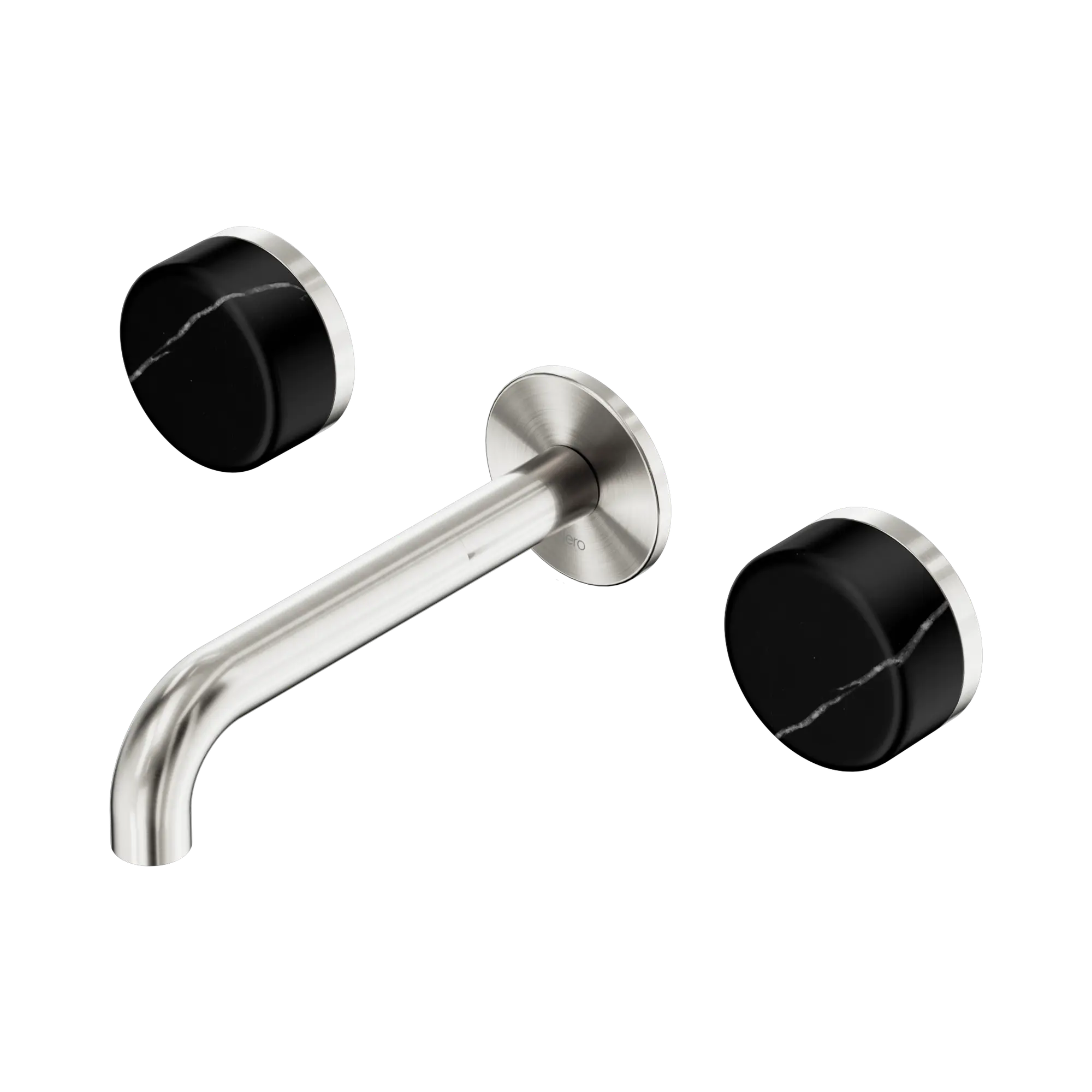 24 D121 BN Serenity Wall Basin Set 160mm Spout With Marquina Black Handle Brushed Nickel image 1