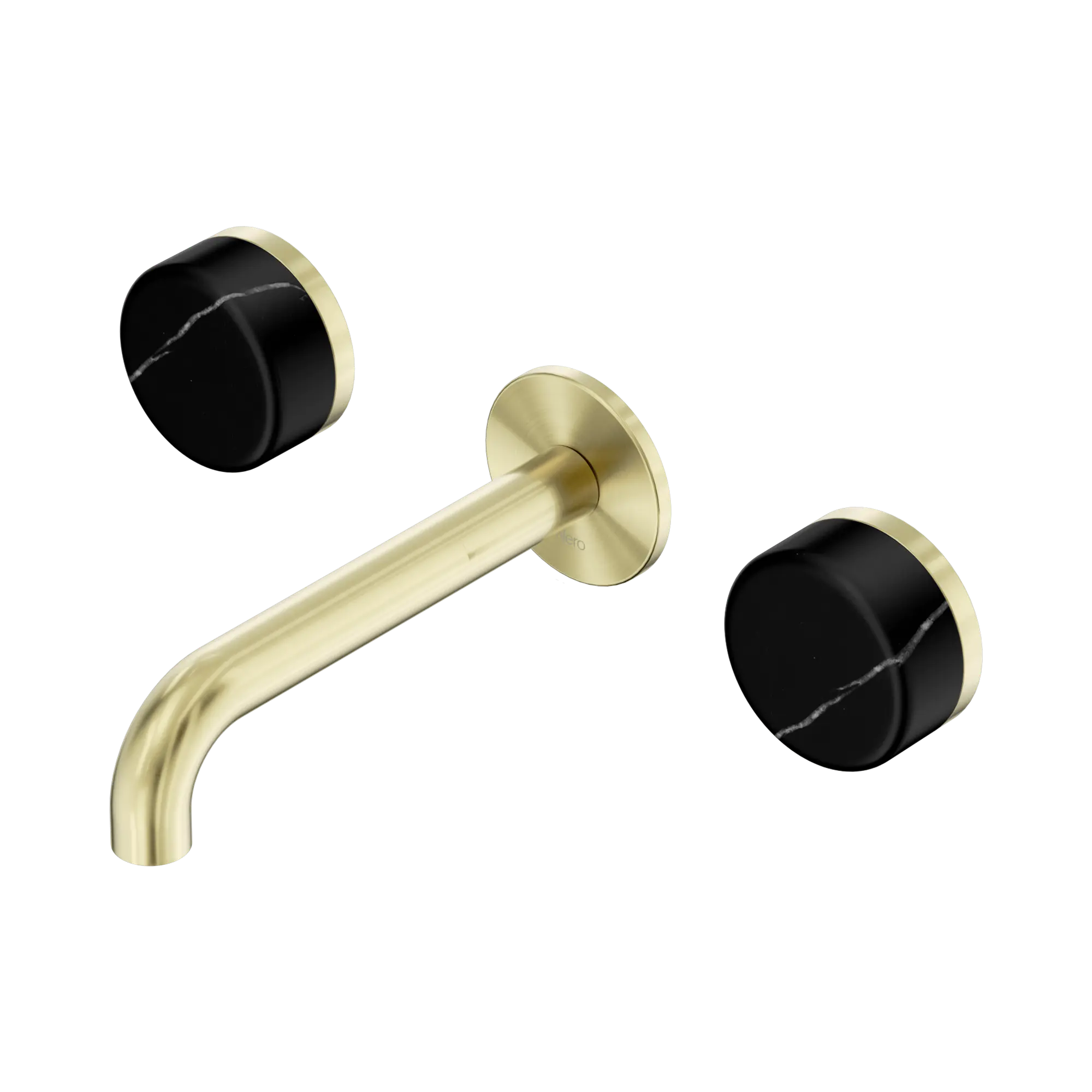 24 D121 BG Serenity Wall Basin Set 160mm Spout With Marquina Black Handle Brushed Gold image 1