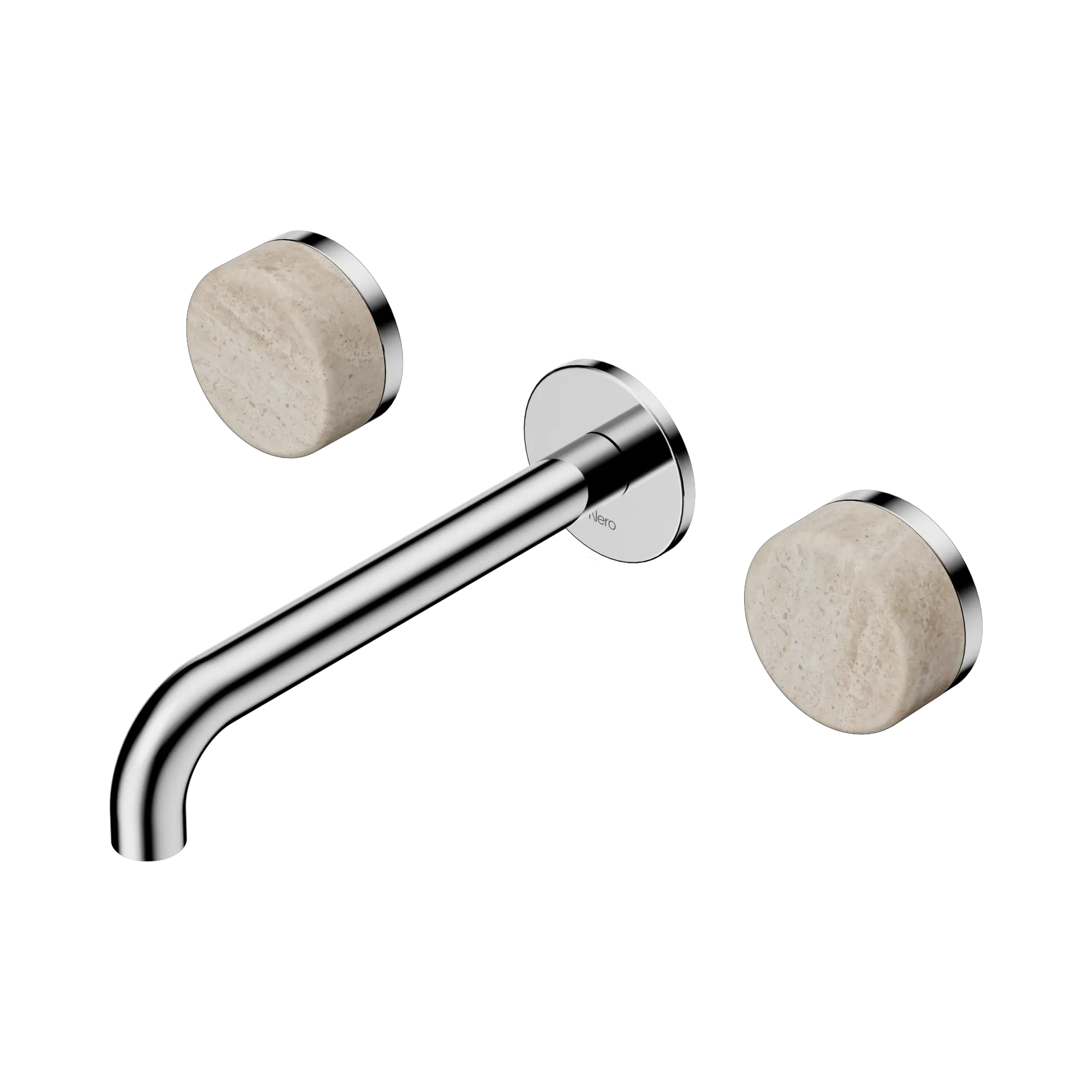 24 D043 CH Serenity Wall Basin Set 185mm Spout With Rome Travertine Handle Chrome image 1