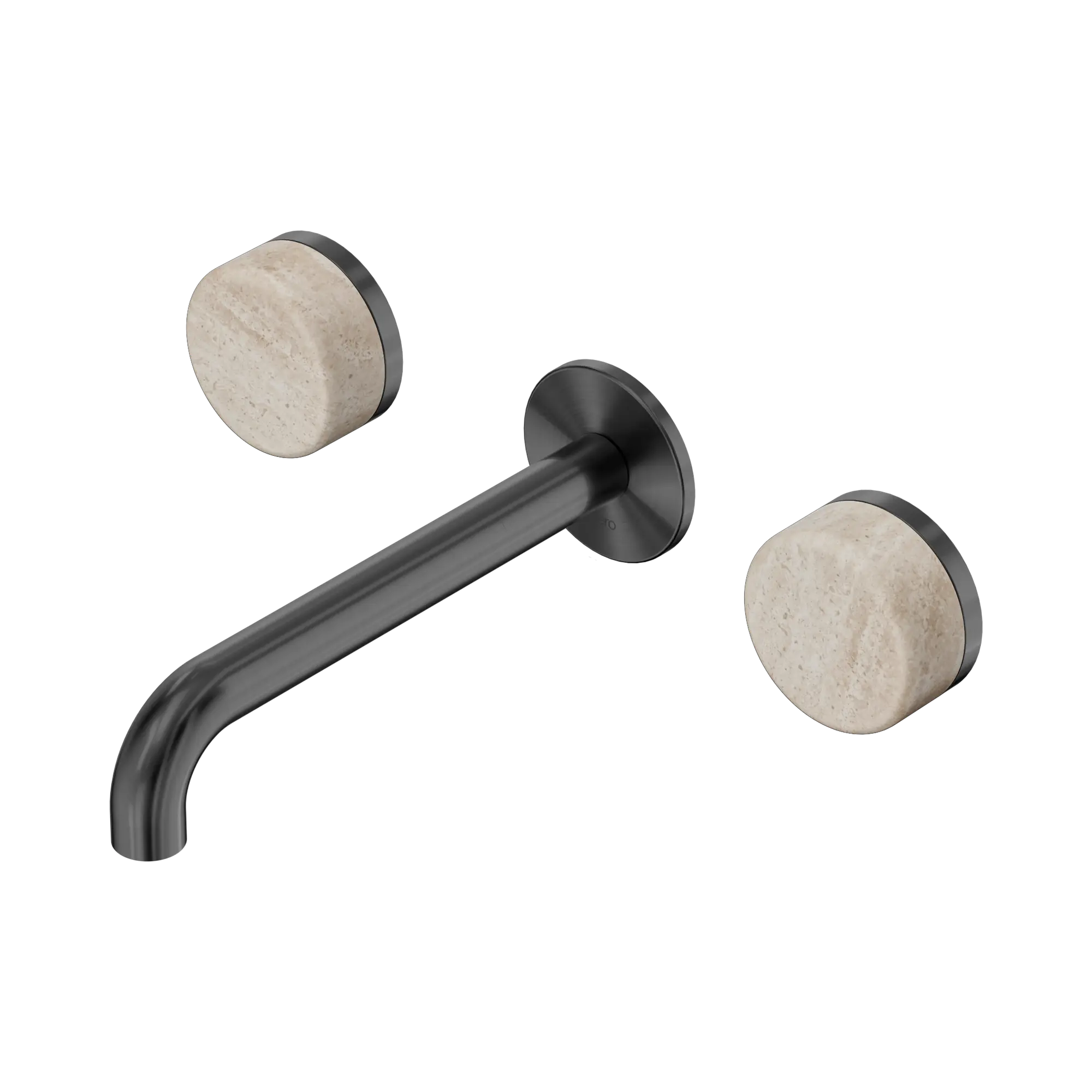 24 D043 GM Serenity Wall Basin Set 185mm Spout With Rome Travertine Handle Gun Metal image 1