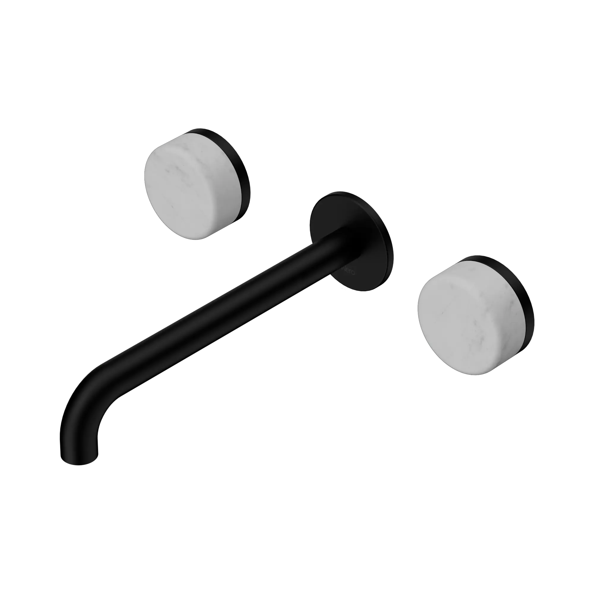 24 D047 MB Serenity Wall Basin Set 220mm Spout With Carrara Handle Matte Black image 1