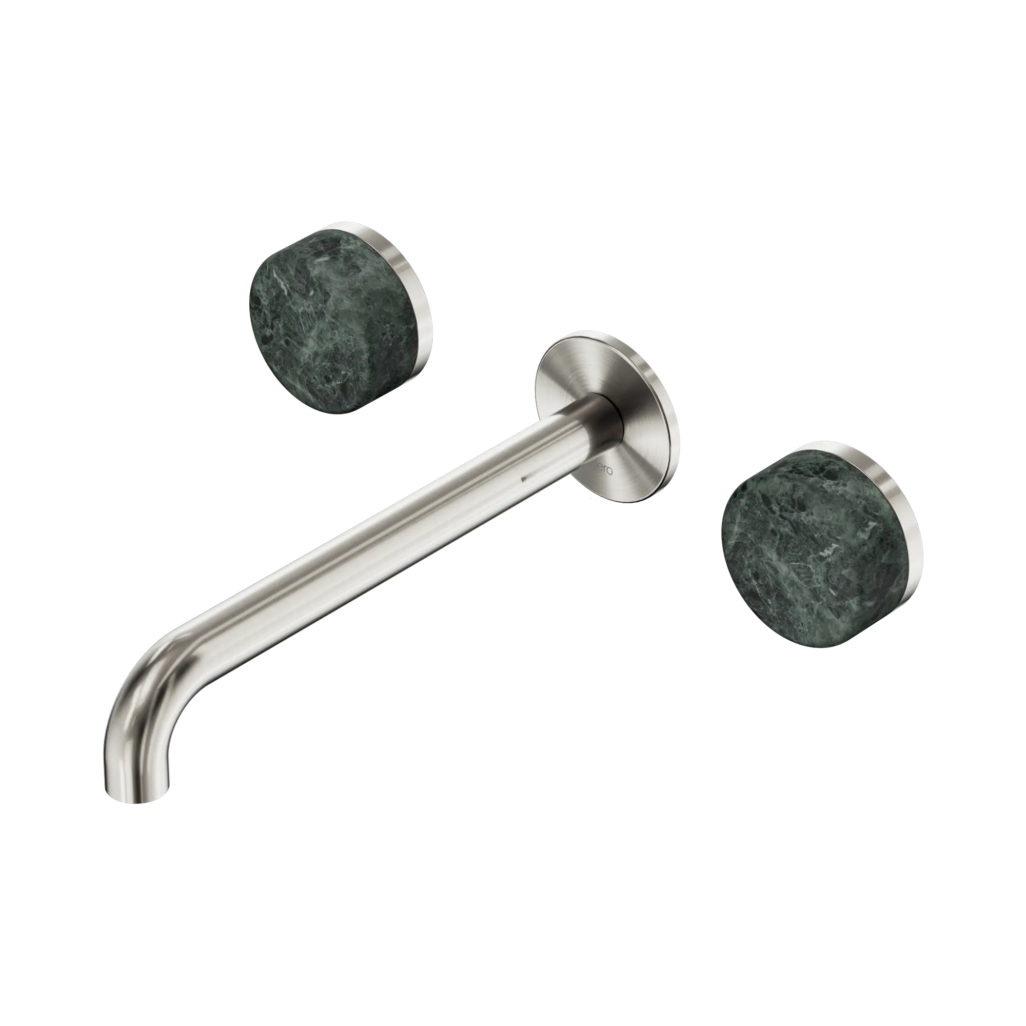24 D048 BN Serenity Wall Basin Set 220mm Spout With Verde Alpi Handle Brushed Nickel image 1