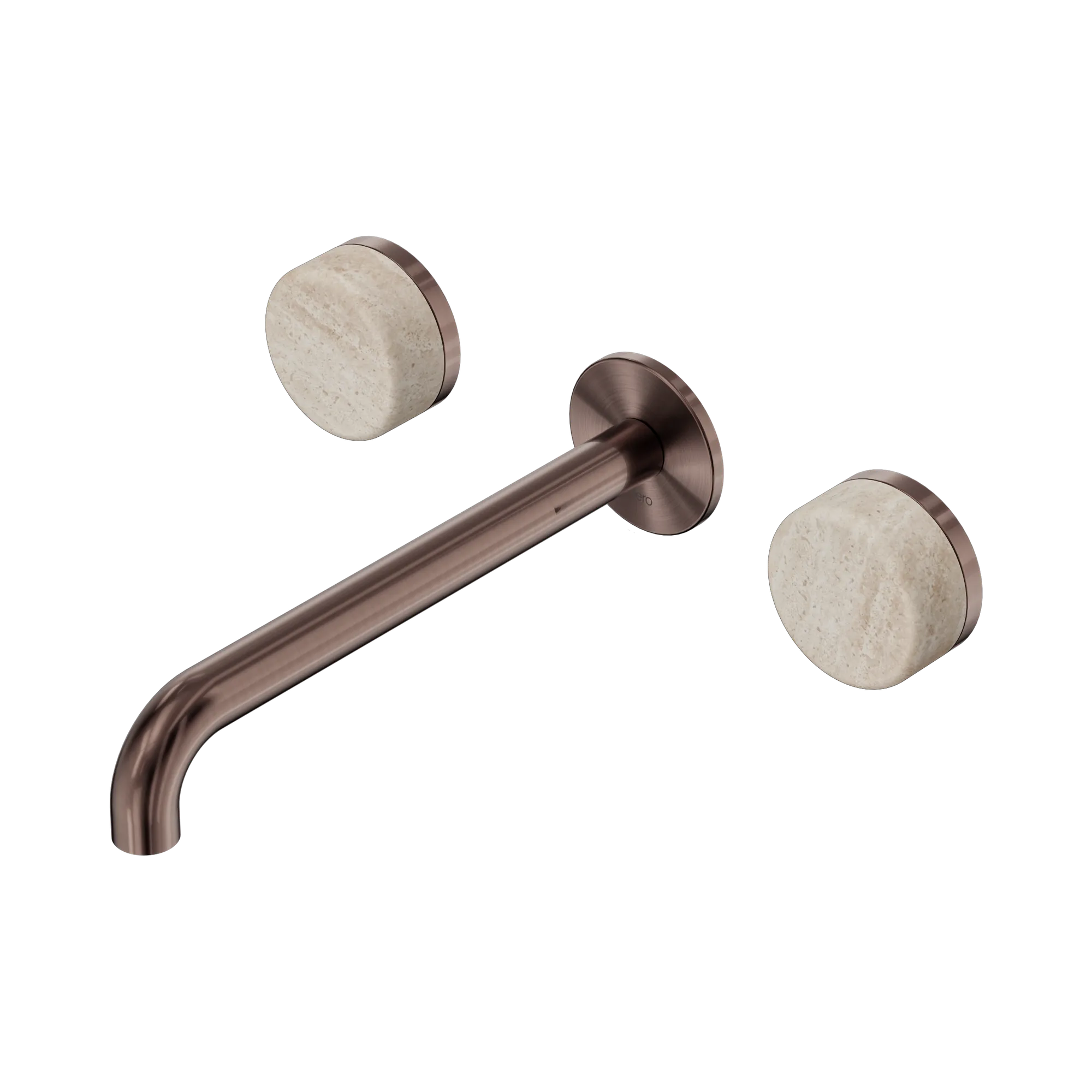 24 D049 BZ Serenity Wall Basin Set 220mm Spout With Rome Travertine Handle Brushed Bronze image 1