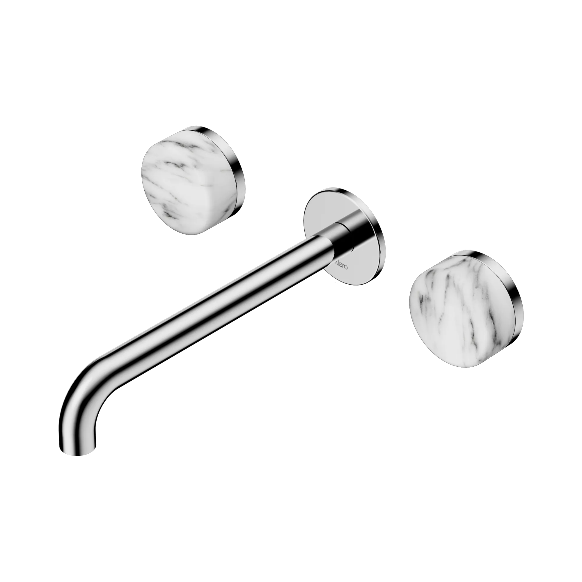 24 D050 CH Serenity Wall Basin Set 220mm Spout With Arabescato Corchia Handle Chrome image 1