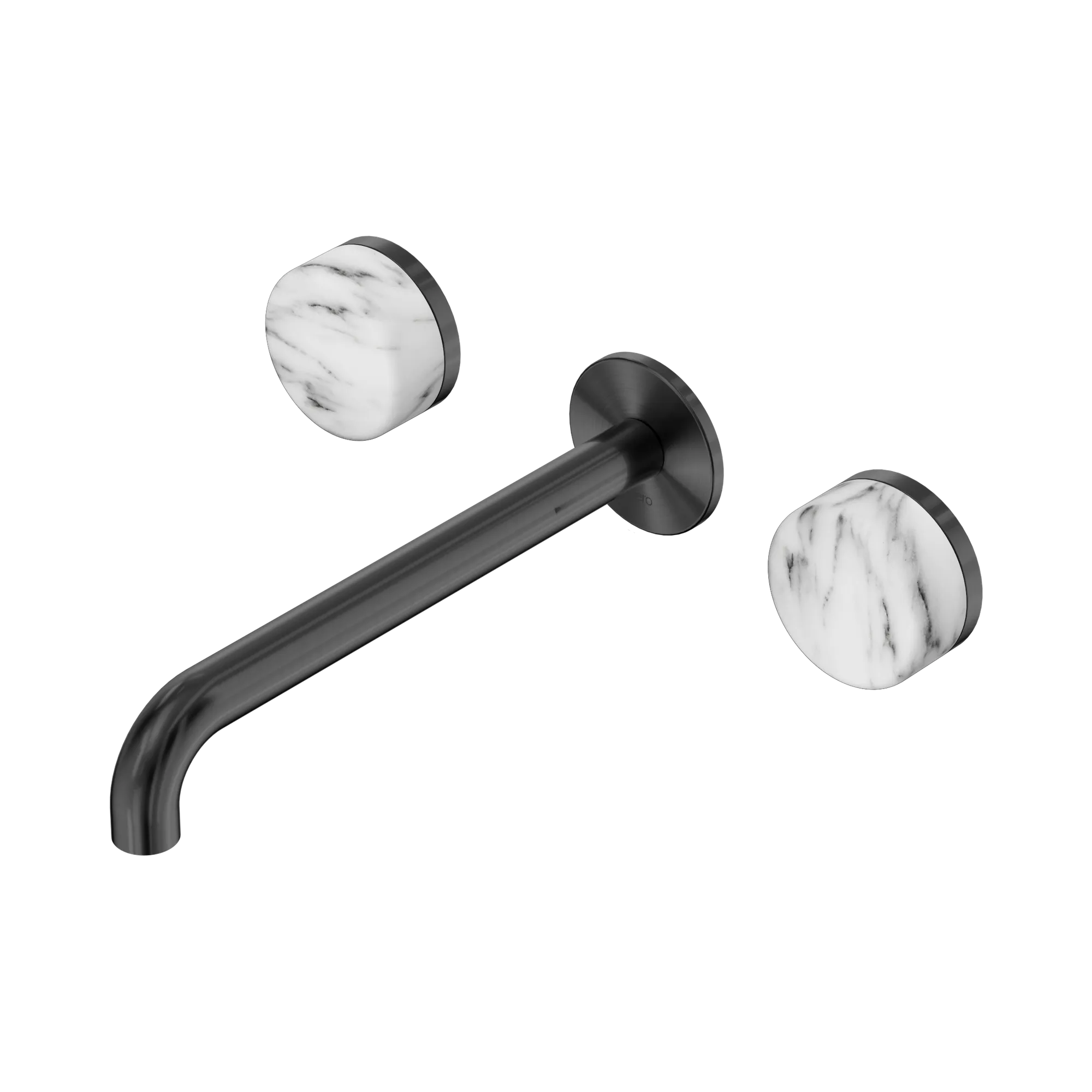 24 D050 GM Serenity Wall Basin Set 220mm Spout With Arabescato Corchia Handle Gun Metal image 1