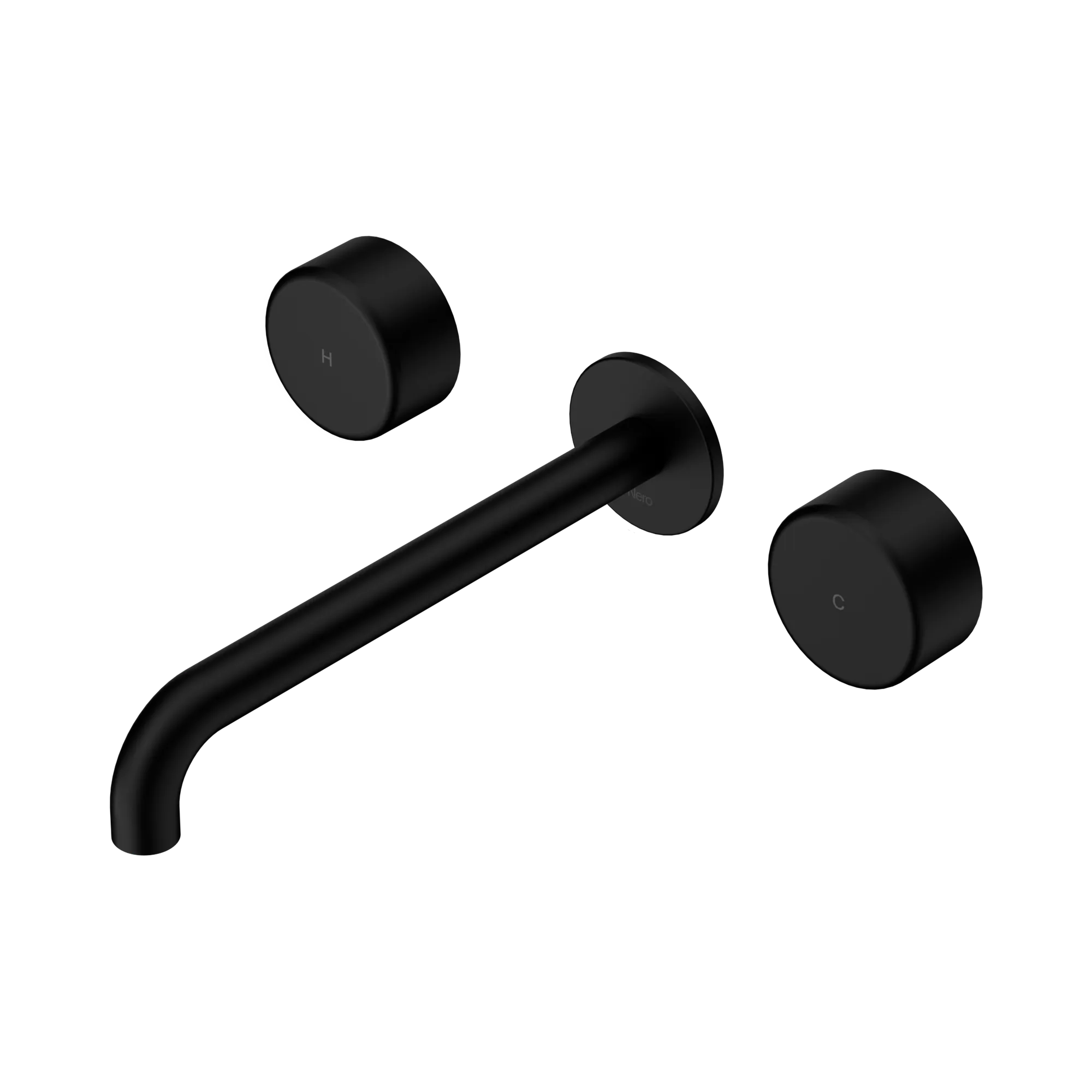 24 D052 MB Serenity Wall Basin Set 220mm Spout With Metal Handle Matte Black image 1