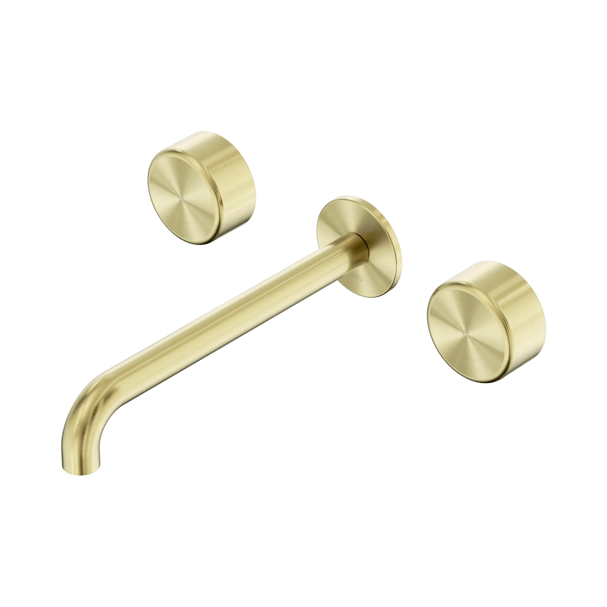 24 D052 BG Serenity Wall Basin Set 220mm Spout With Metal Handle Brushed Gold image 1