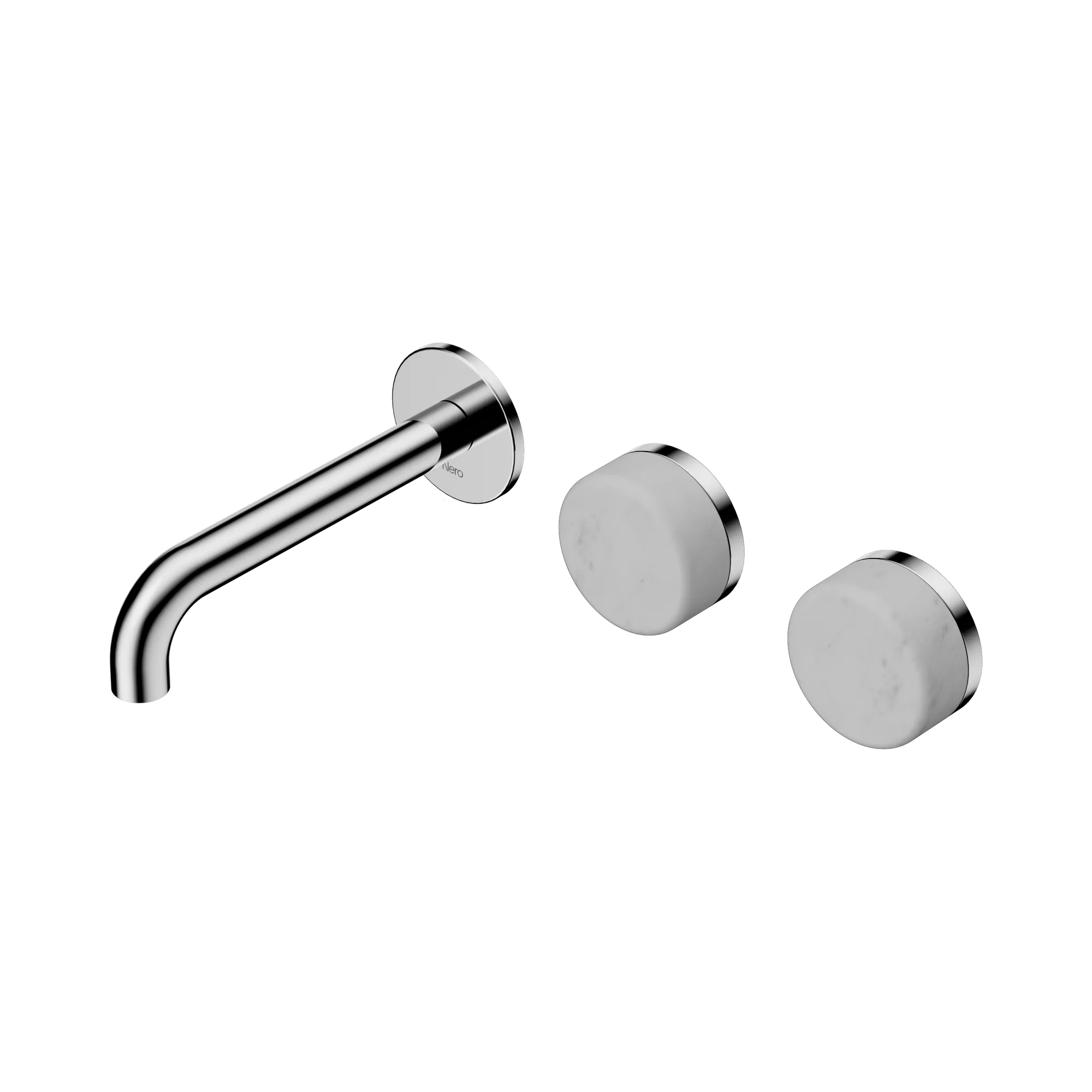24 D053 CH Serenity Wall Basin Set 160mm Offset Spout With Carrara Handle Chrome image 1