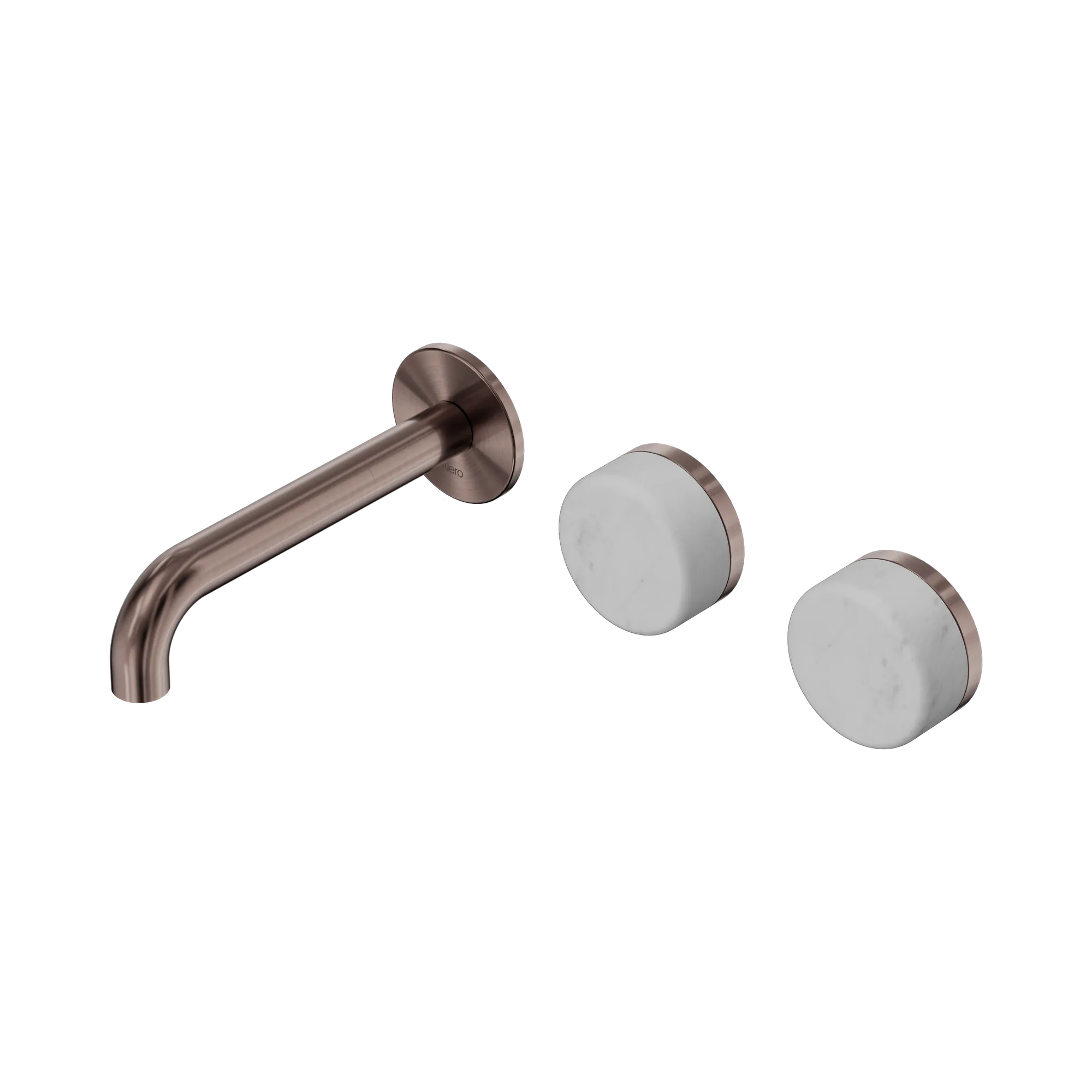 24 D053 BZ Serenity Wall Basin Set 160mm Offset Spout With Carrara Handle Brushed Bronze image 1