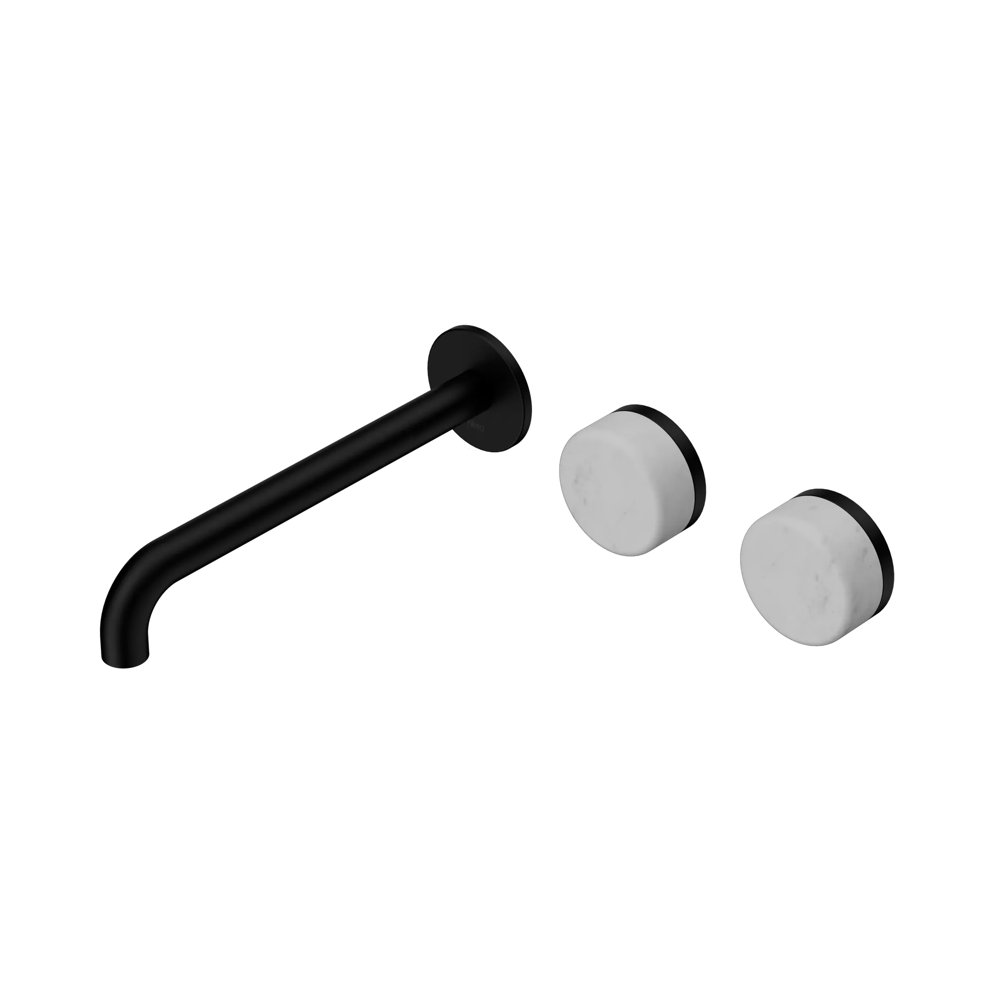 24 D065 MB Serenity Wall Basin Set 220mm Offset Spout With Carrara Handle Matte Black image 1