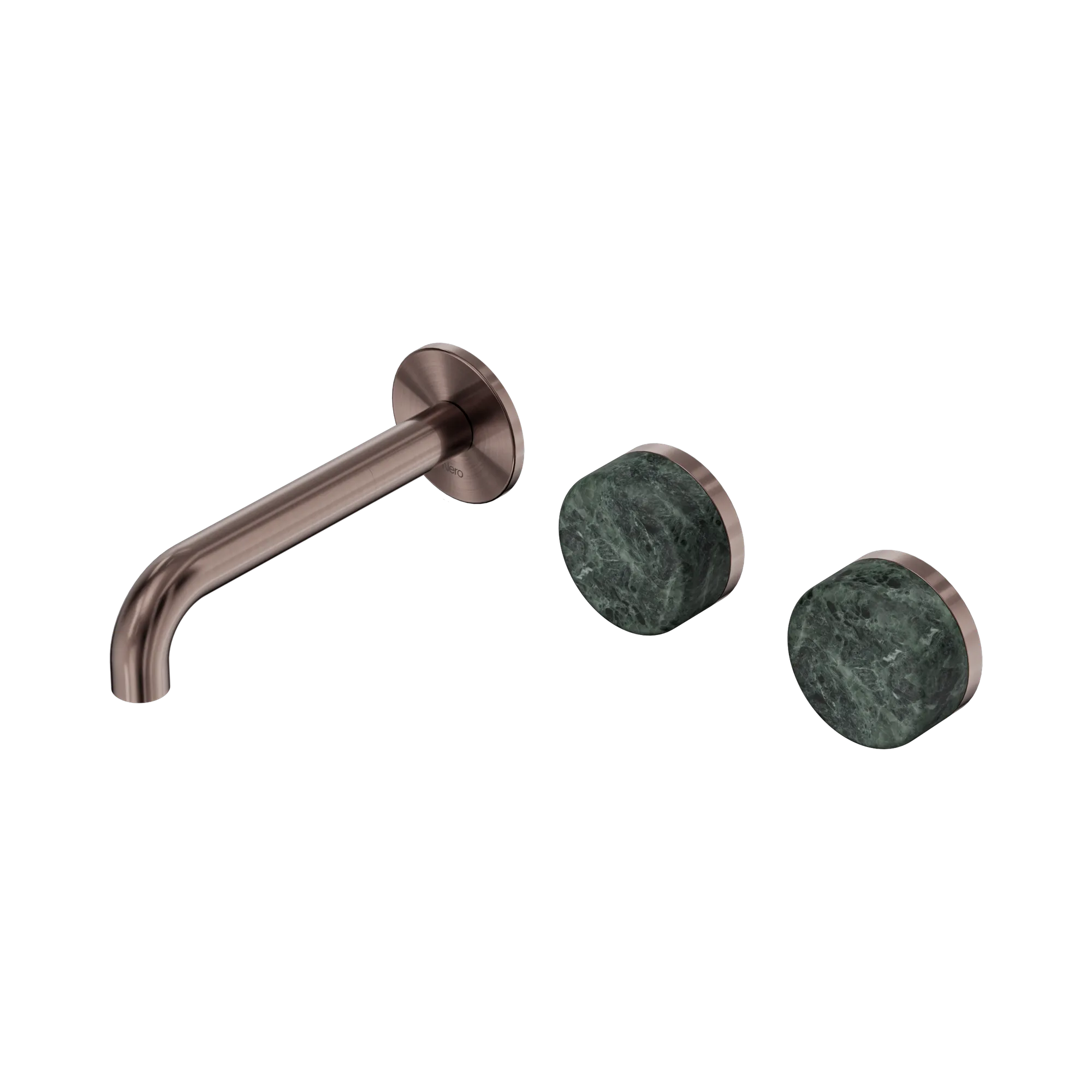 24 D054 BZ Serenity Wall Basin Set 160mm Offset Spout With Verde Alpi Handle Brushed Bronze image 1