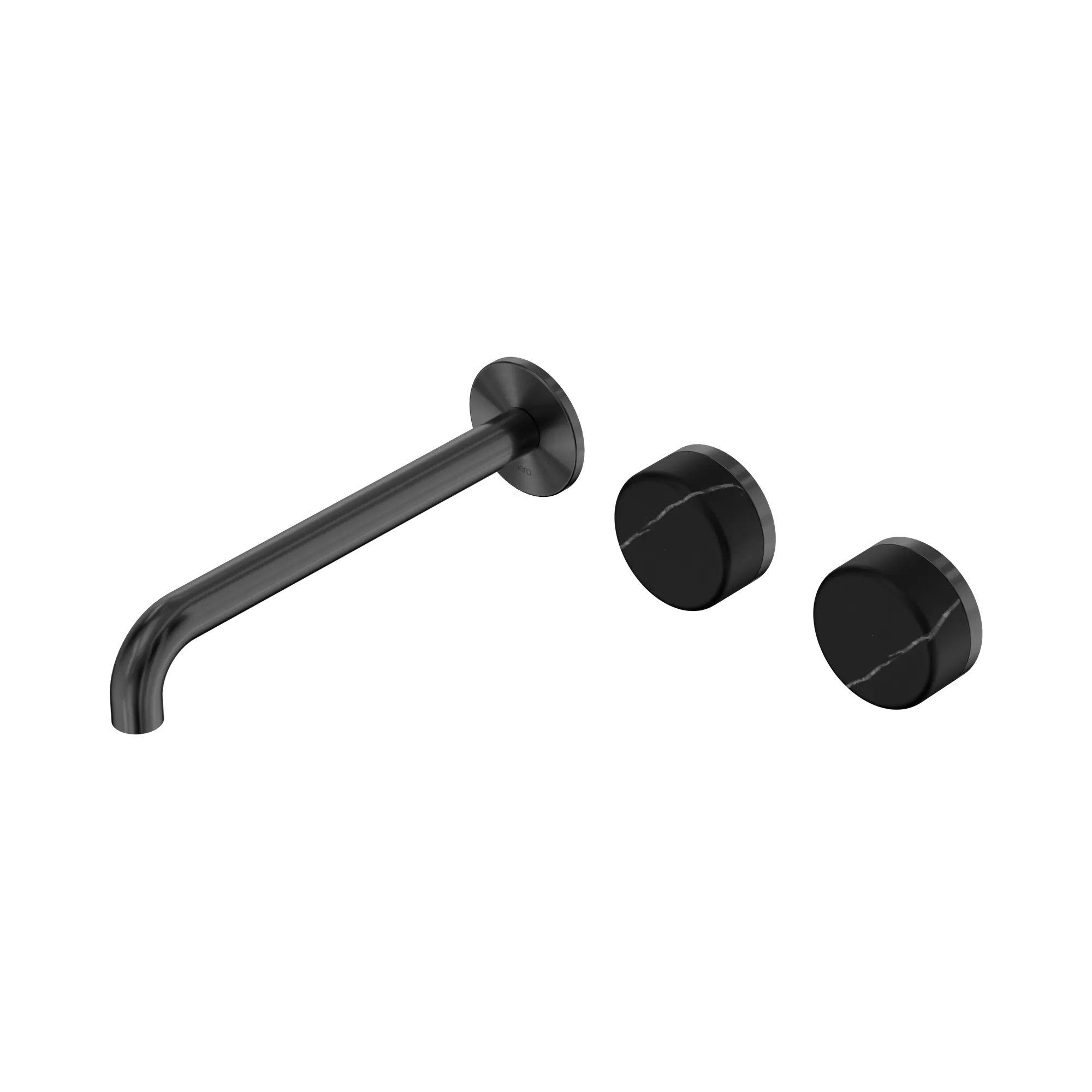 24 D065 GM Serenity Wall Basin Set 220mm Offset Spout With Carrara Handle Gun Metal image 1