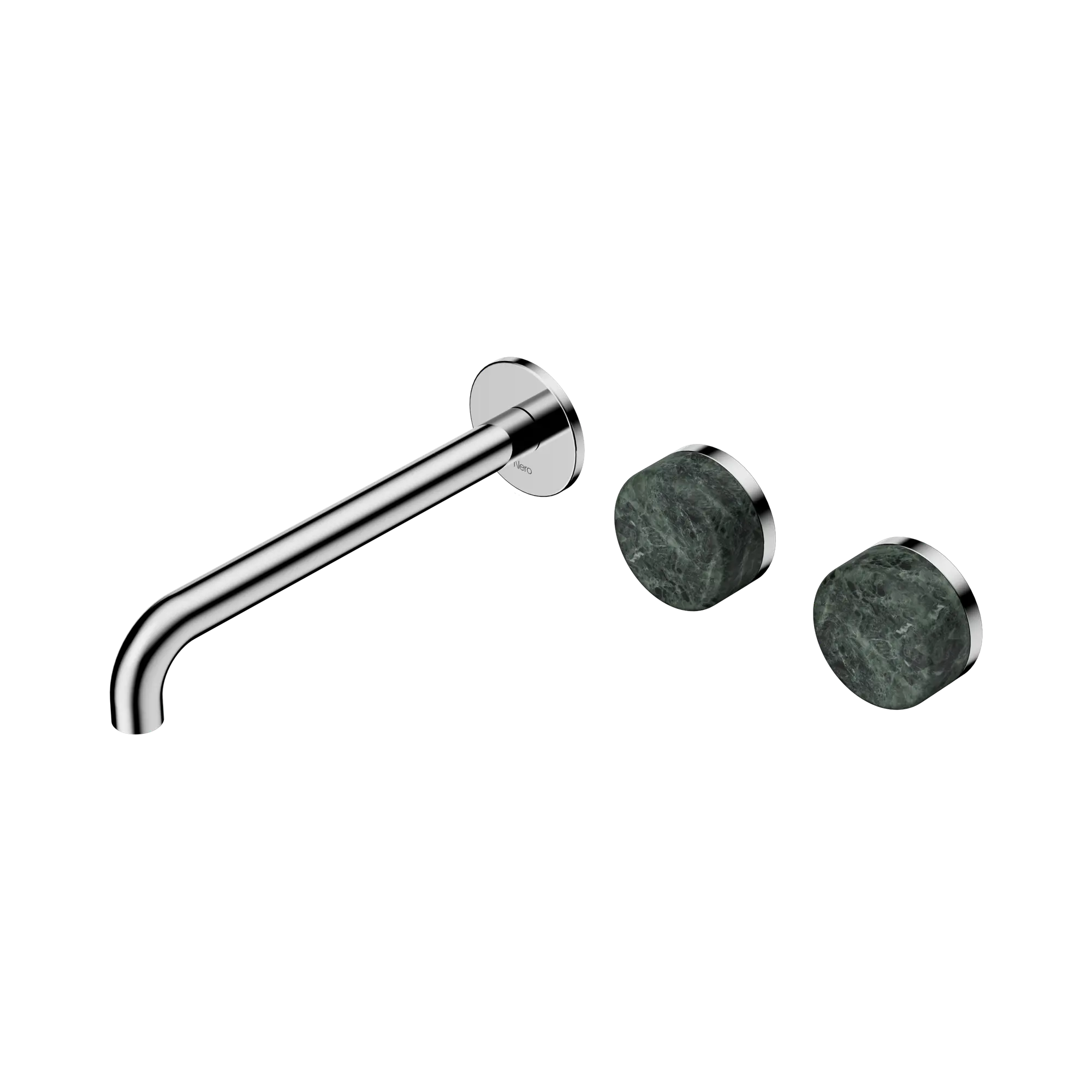 24 D066 CH Serenity Wall Basin Set 220mm Offset Spout With Verde Alpi Handle Chrome image 1