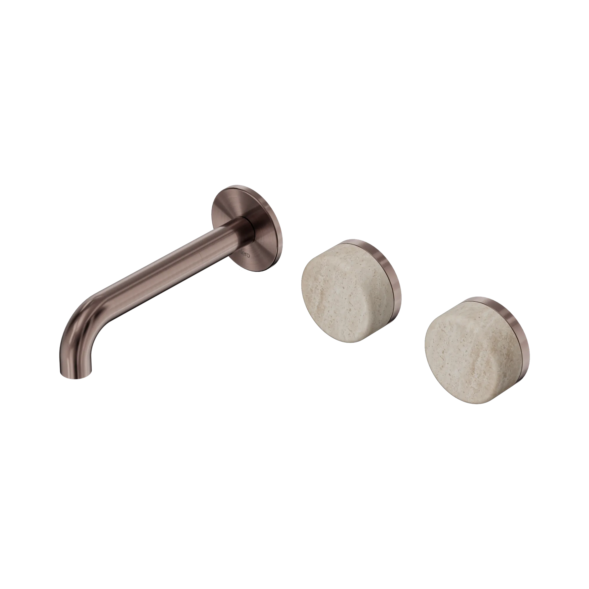 24 D055 BZ Serenity Wall Basin Set 160mm Offset Spout With Rome Travertine Handle Brushed Bronze image 1