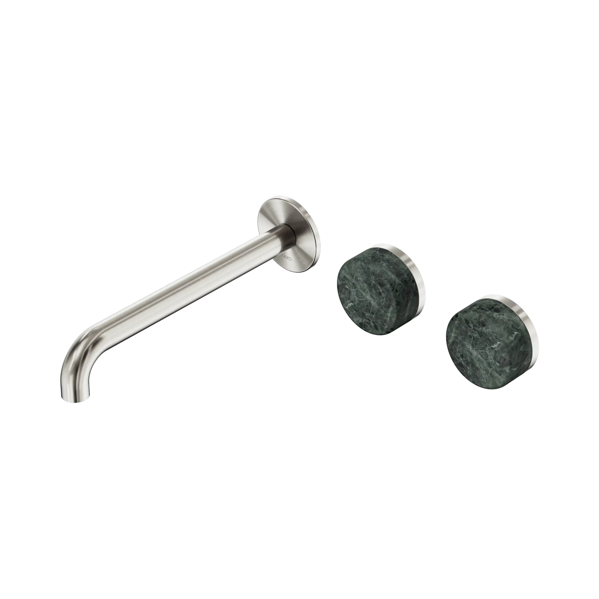 24 D066 BN Serenity Wall Basin Set 220mm Offset Spout With Verde Alpi Handle Brushed Nickel image 1