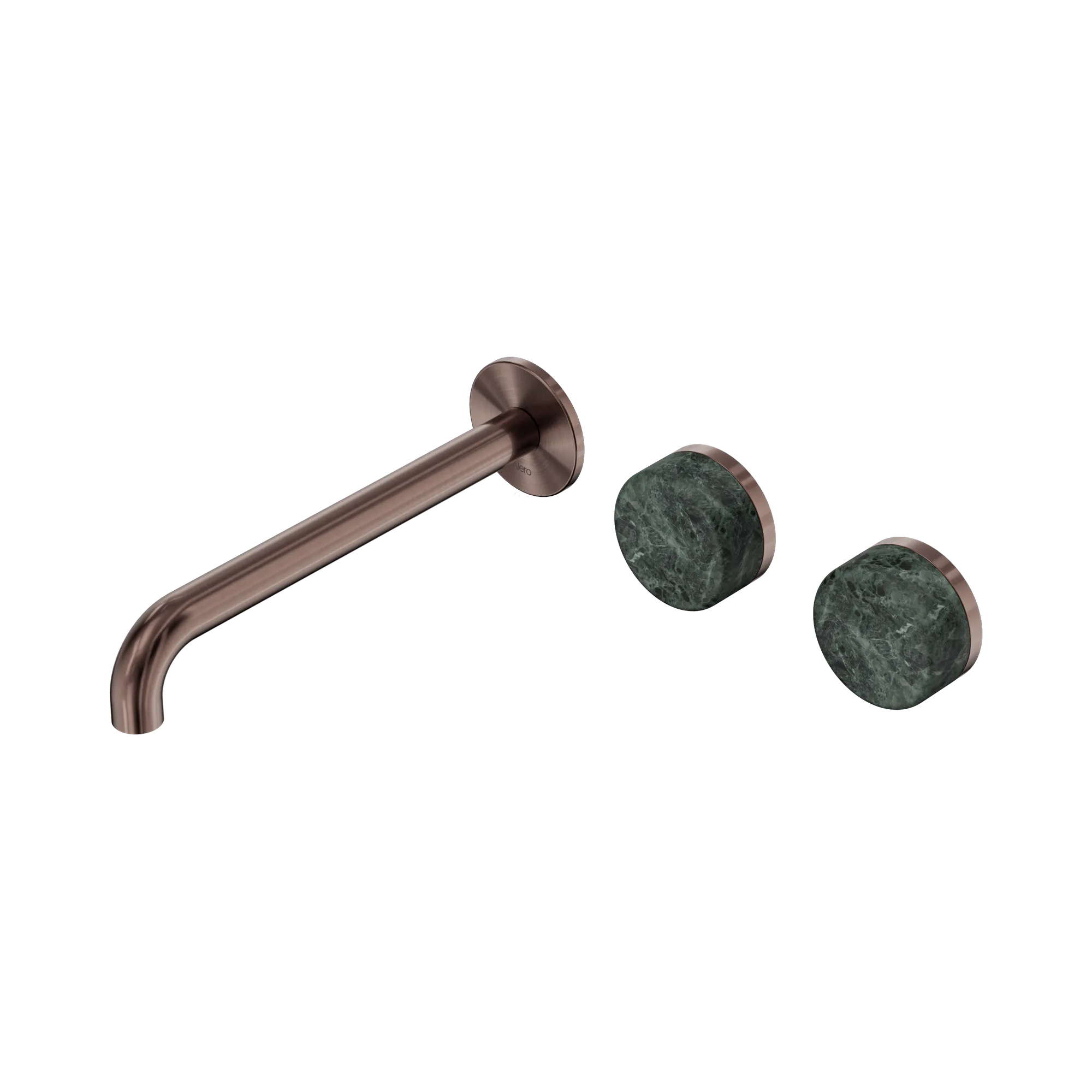 24 D066 BZ Serenity Wall Basin Set 220mm Offset Spout With Verde Alpi Handle Brushed Bronze image 1