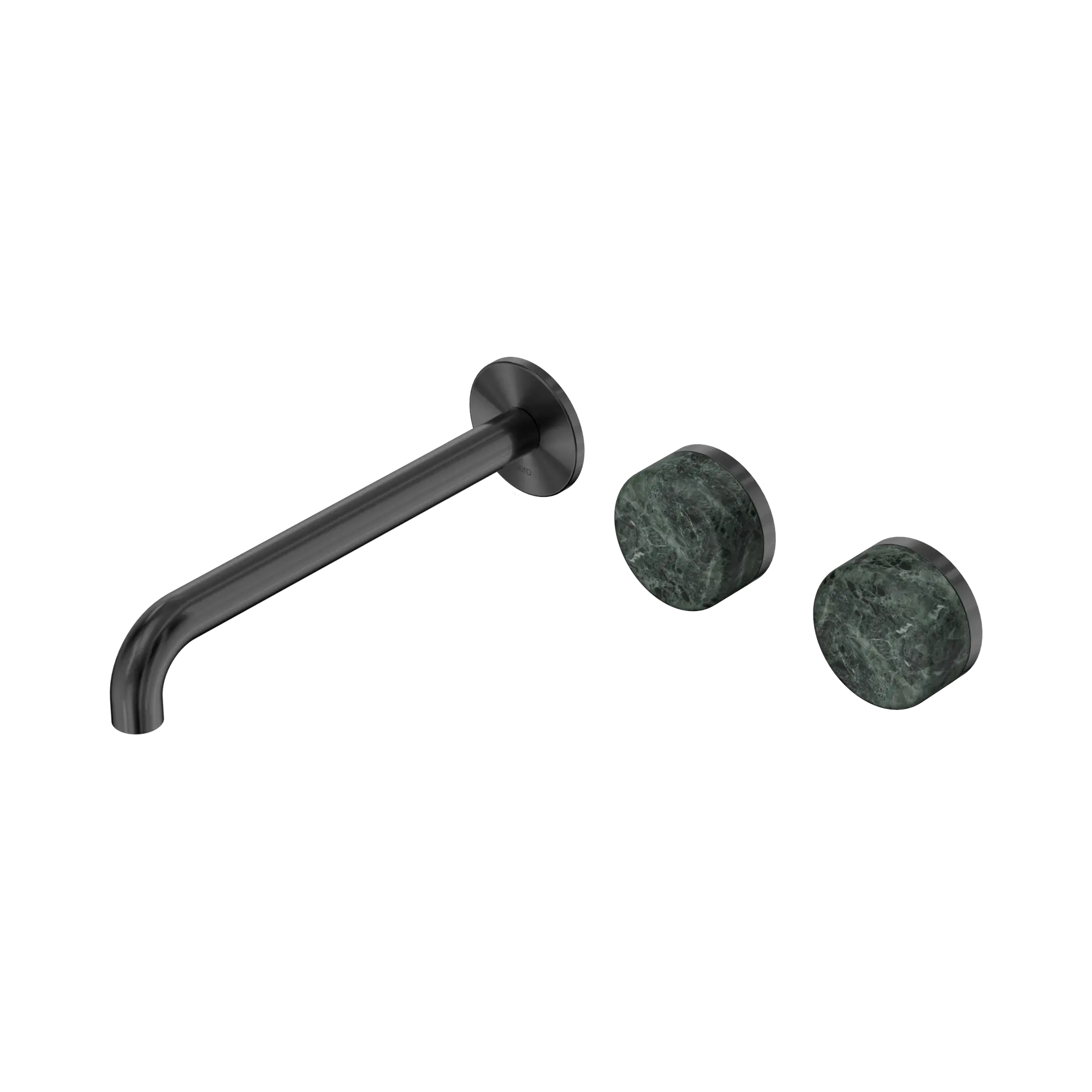 24 D066 GM Serenity Wall Basin Set 220mm Offset Spout With Verde Alpi Handle Gun Metal image 1