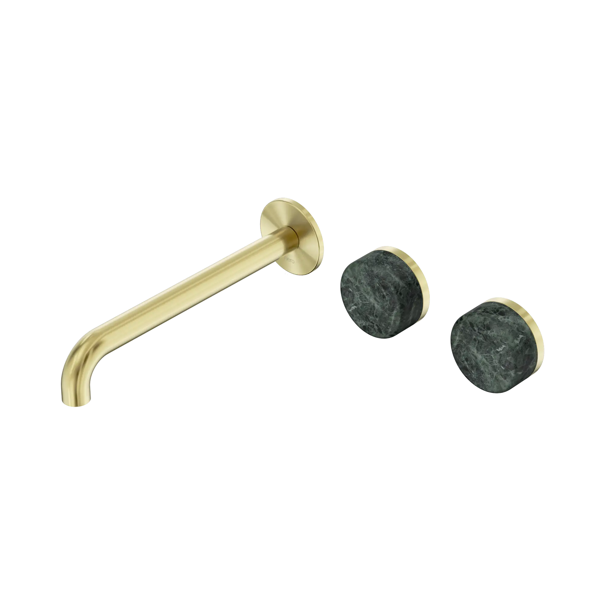 24 D066 BG Serenity Wall Basin Set 220mm Offset Spout With Verde Alpi Handle Brushed Gold image 1