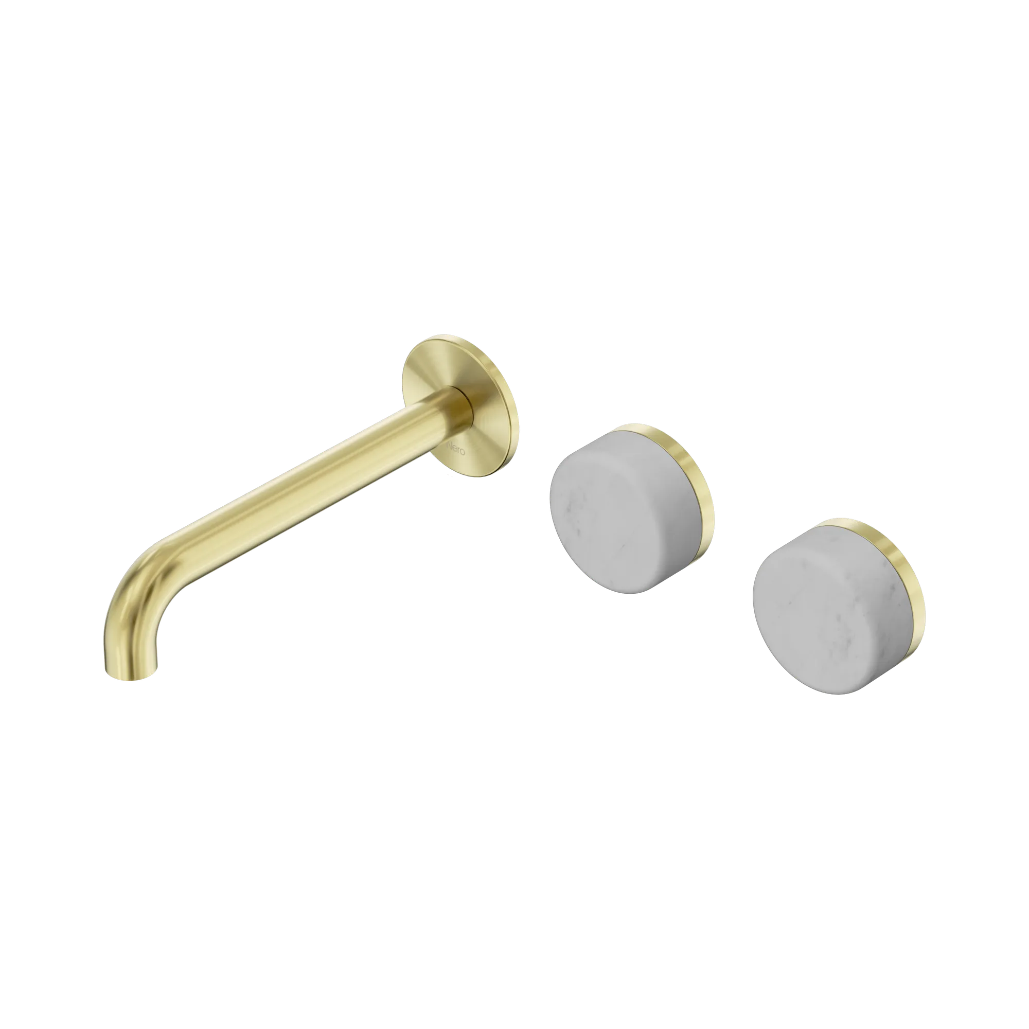 24 D059 BG Serenity Wall Basin Set 185mm Offset Spout With Carrara Handle Brushed Gold image 1