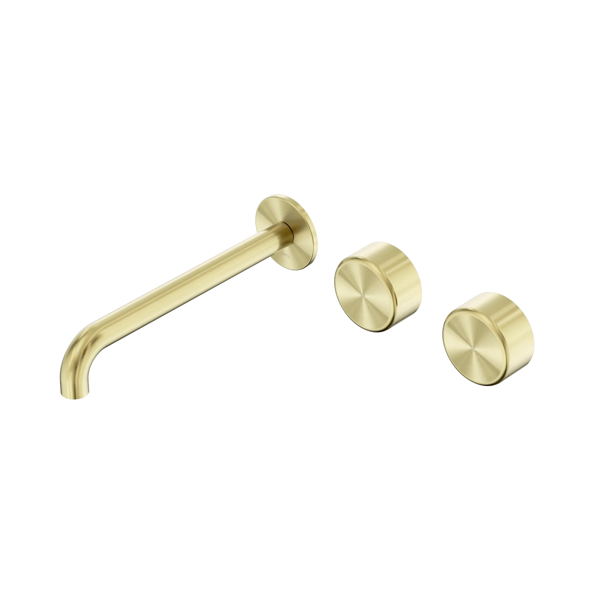 24 D070 BG Serenity Wall Basin Set 220mm Offset Spout With Metal Handle Brushed Gold image 1