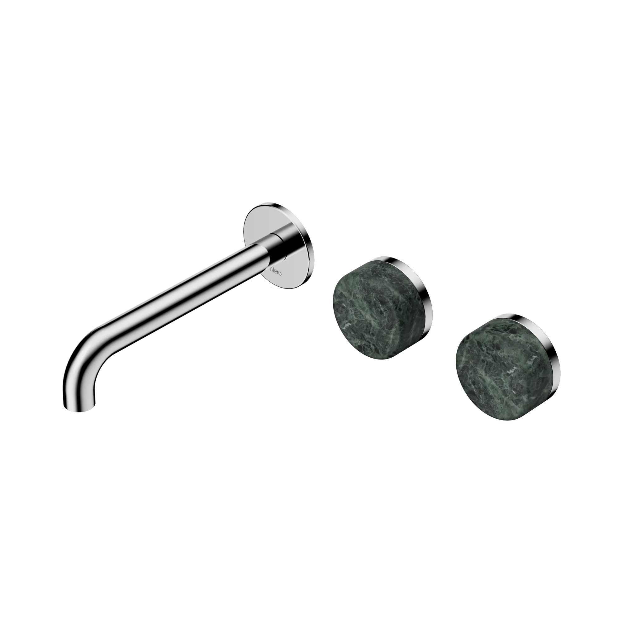 24 D060 CH Serenity Wall Basin Set 185mm Offset Spout With Verde Alpi Handle Chrome image 1