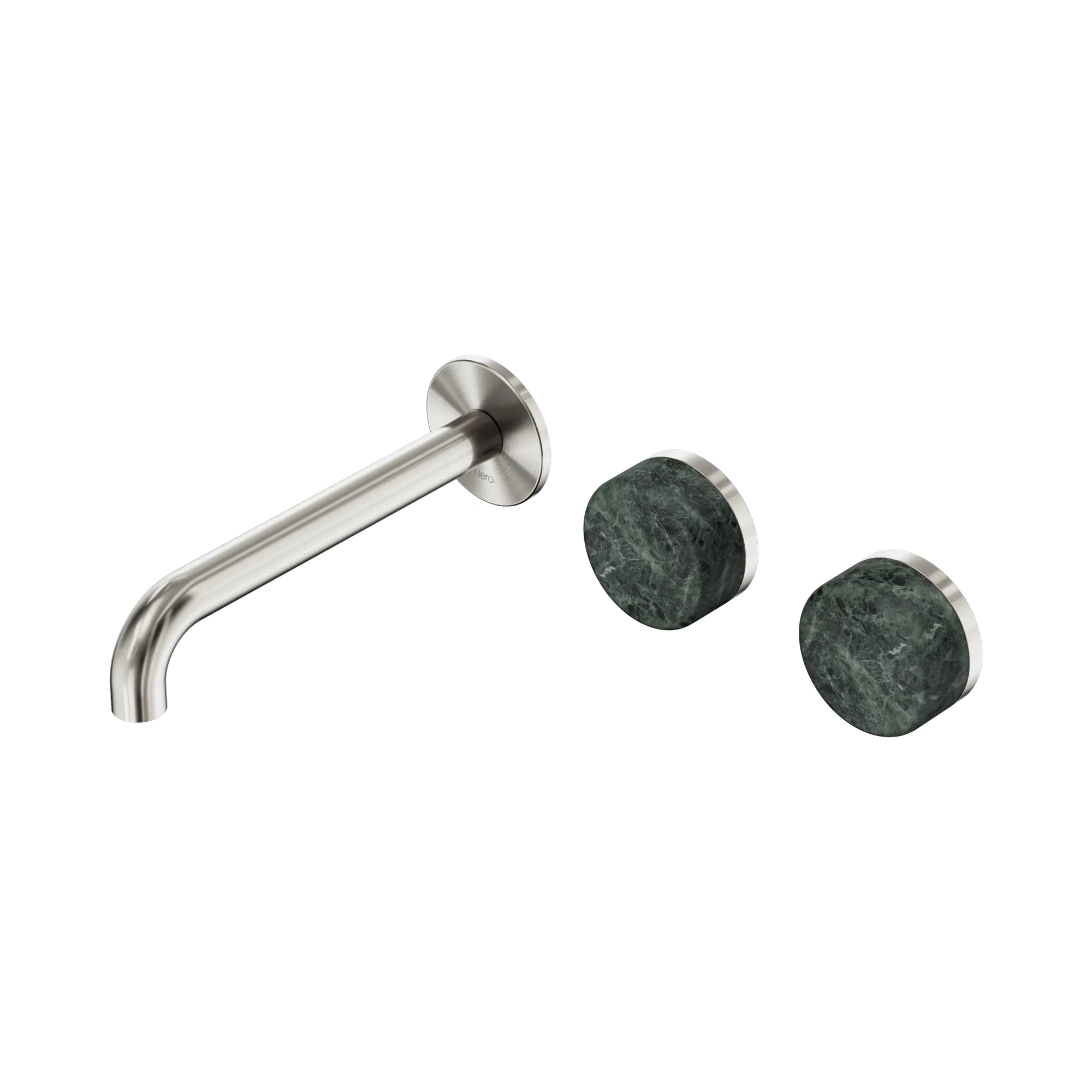 24 D060 BN Serenity Wall Basin Set 185mm Offset Spout With Verde Alpi Handle Brushed Nickel image 1