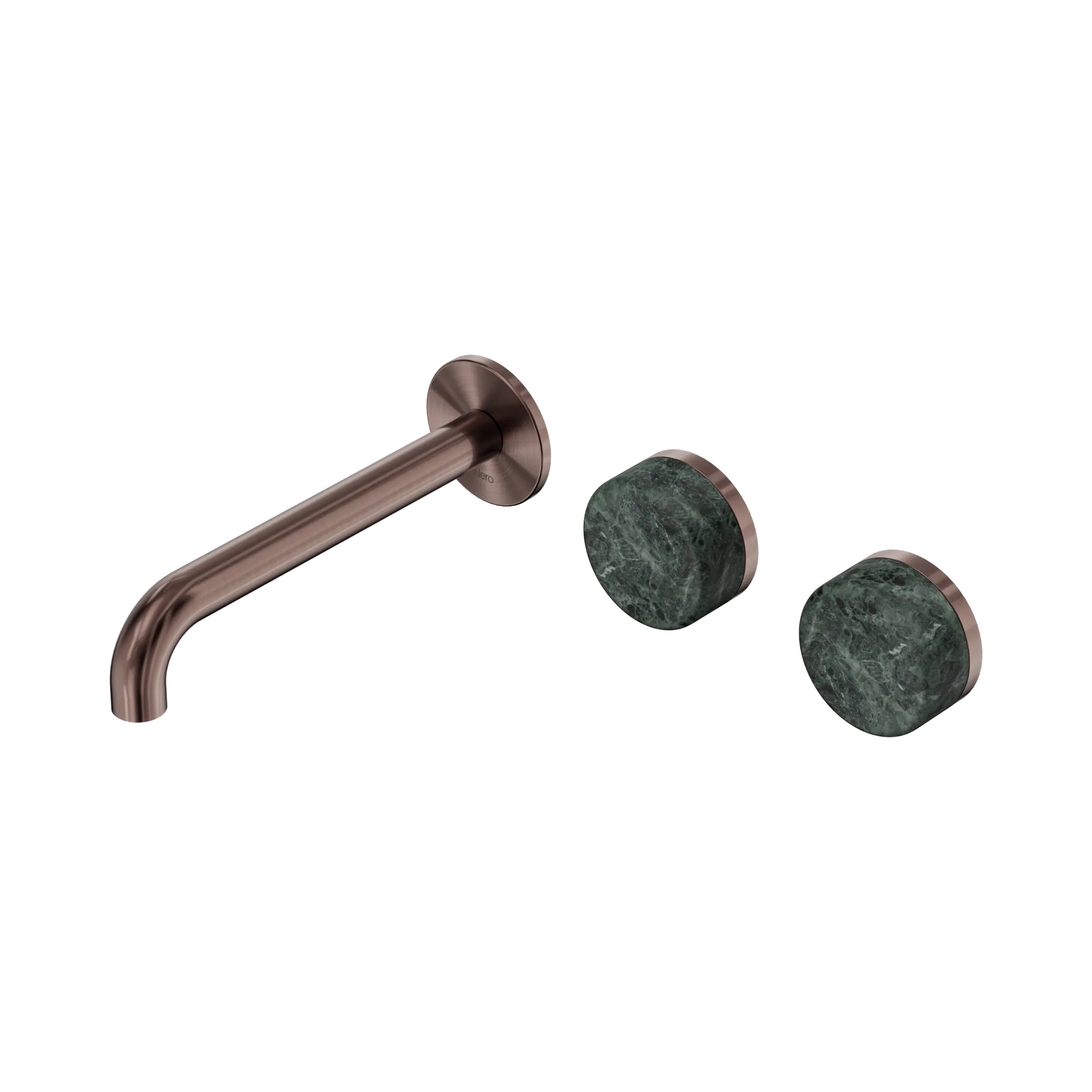 24 D060 BZ Serenity Wall Basin Set 185mm Offset Spout With Verde Alpi Handle Brushed Bronze image 1
