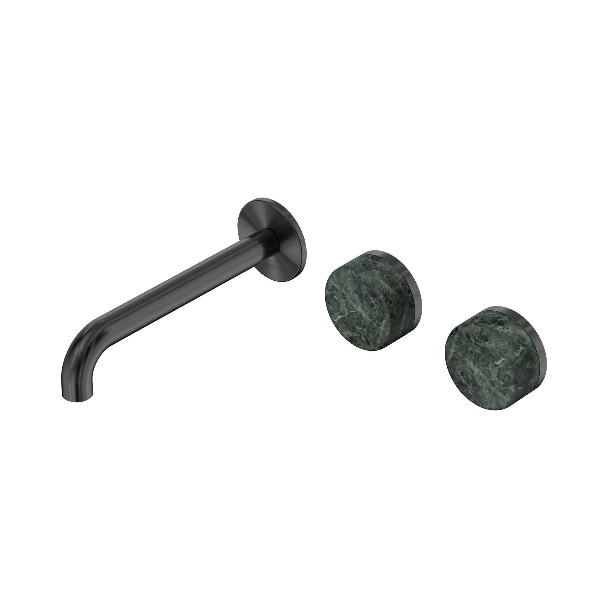 24 D060 GM Serenity Wall Basin Set 185mm Offset Spout With Verde Alpi Handle Gun Metal image 1